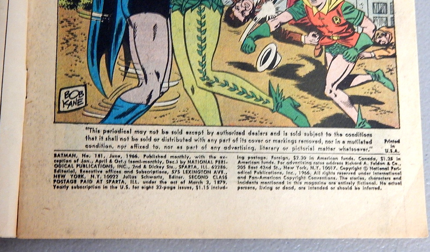 1966 "Batman" Issue #181 with First Poison Ivy Appearance