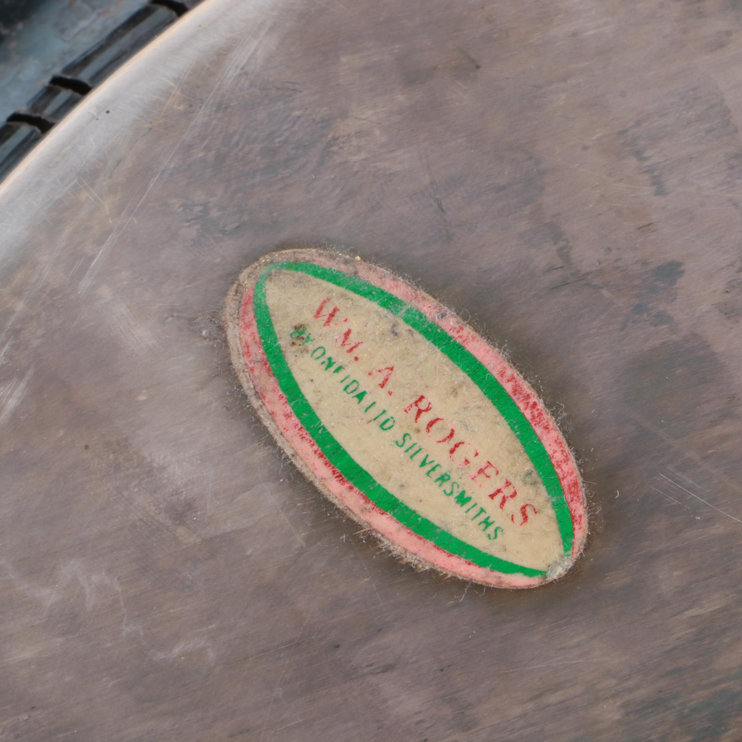 Wm. A. Rogers Silver Plate Tray and Silver Plate Overlay Decanter Set