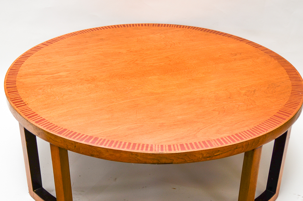 Vintage Mid Century Modern Stenciled Wood Coffee Table