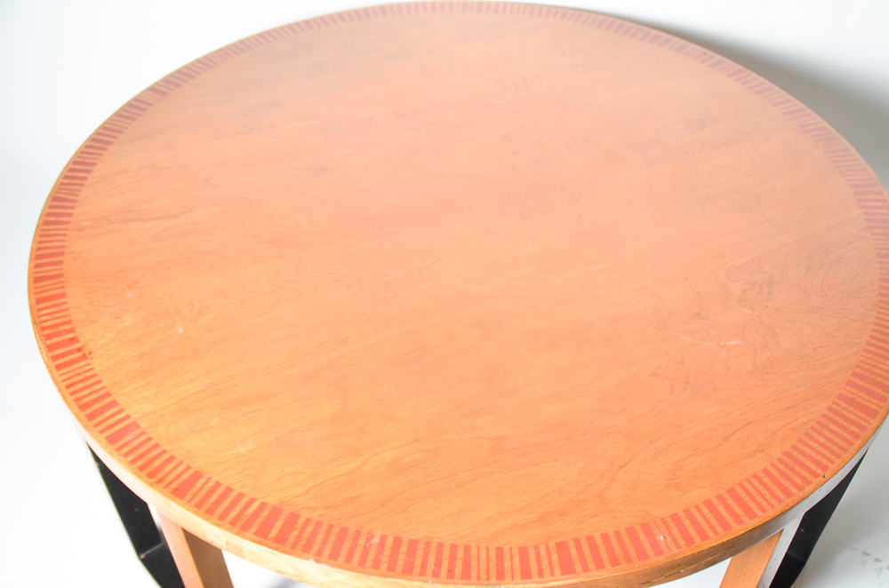 Vintage Mid Century Modern Stenciled Wood Coffee Table