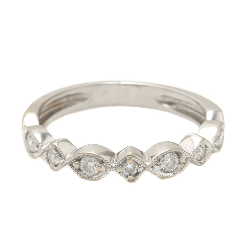 14K White Gold Diamond Band