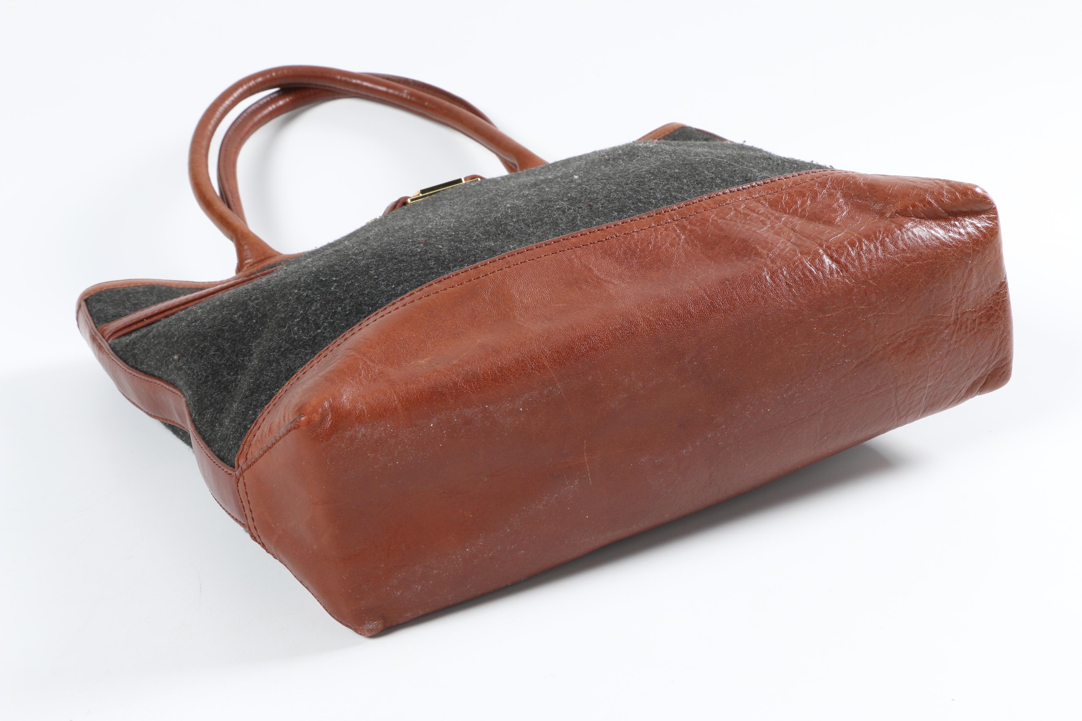 Tory Burch Wool and Leather Tote