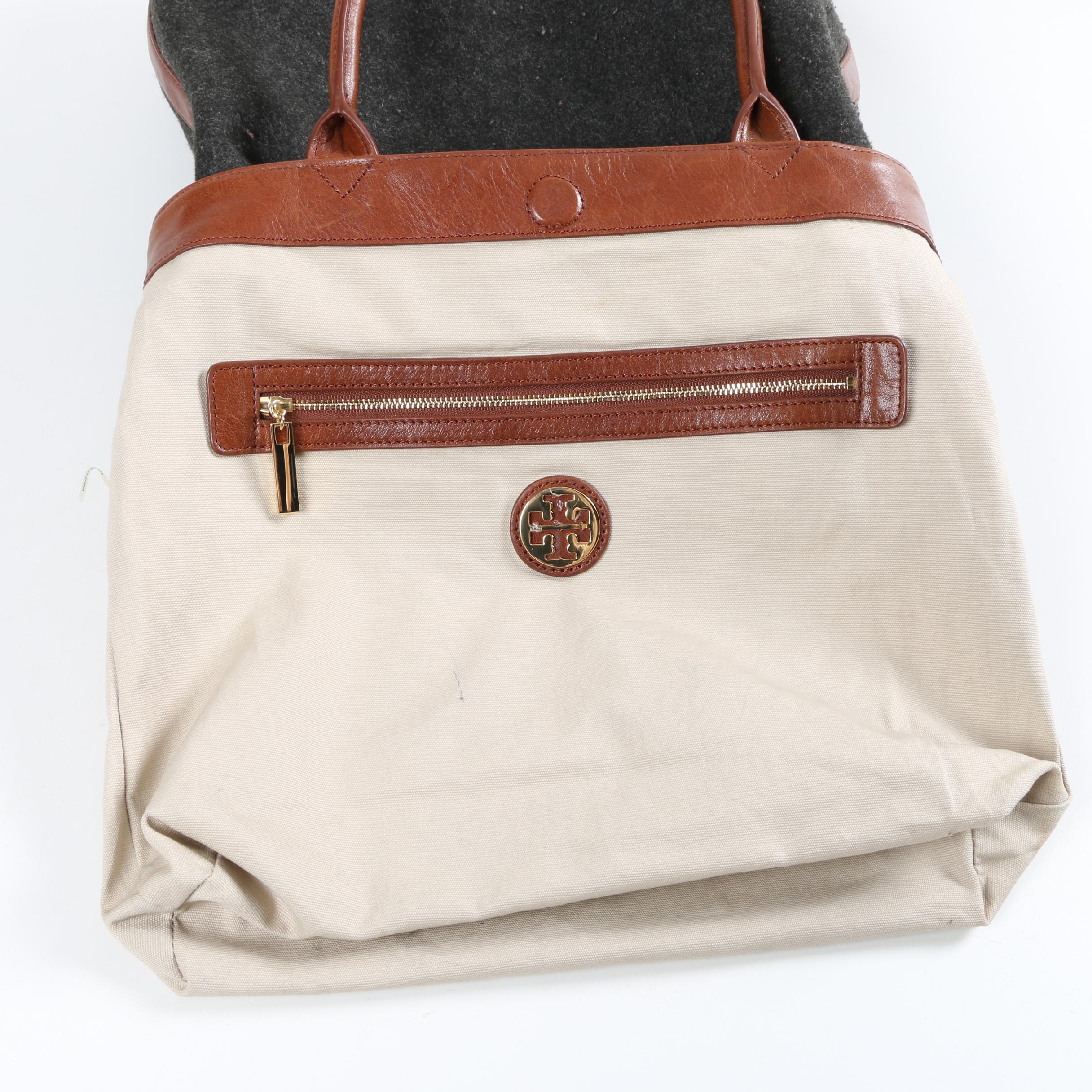 Tory Burch Wool and Leather Tote