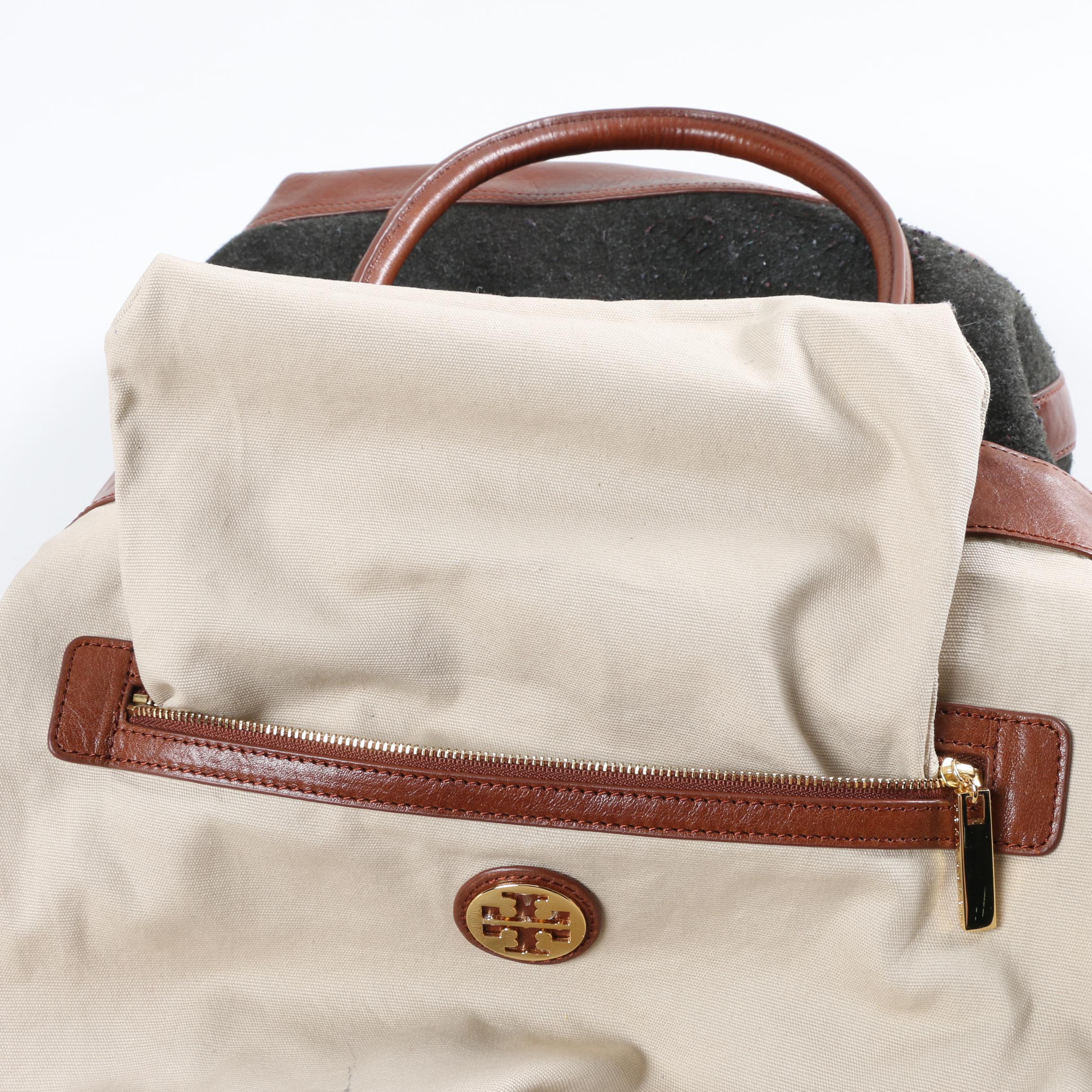 Tory Burch Wool and Leather Tote