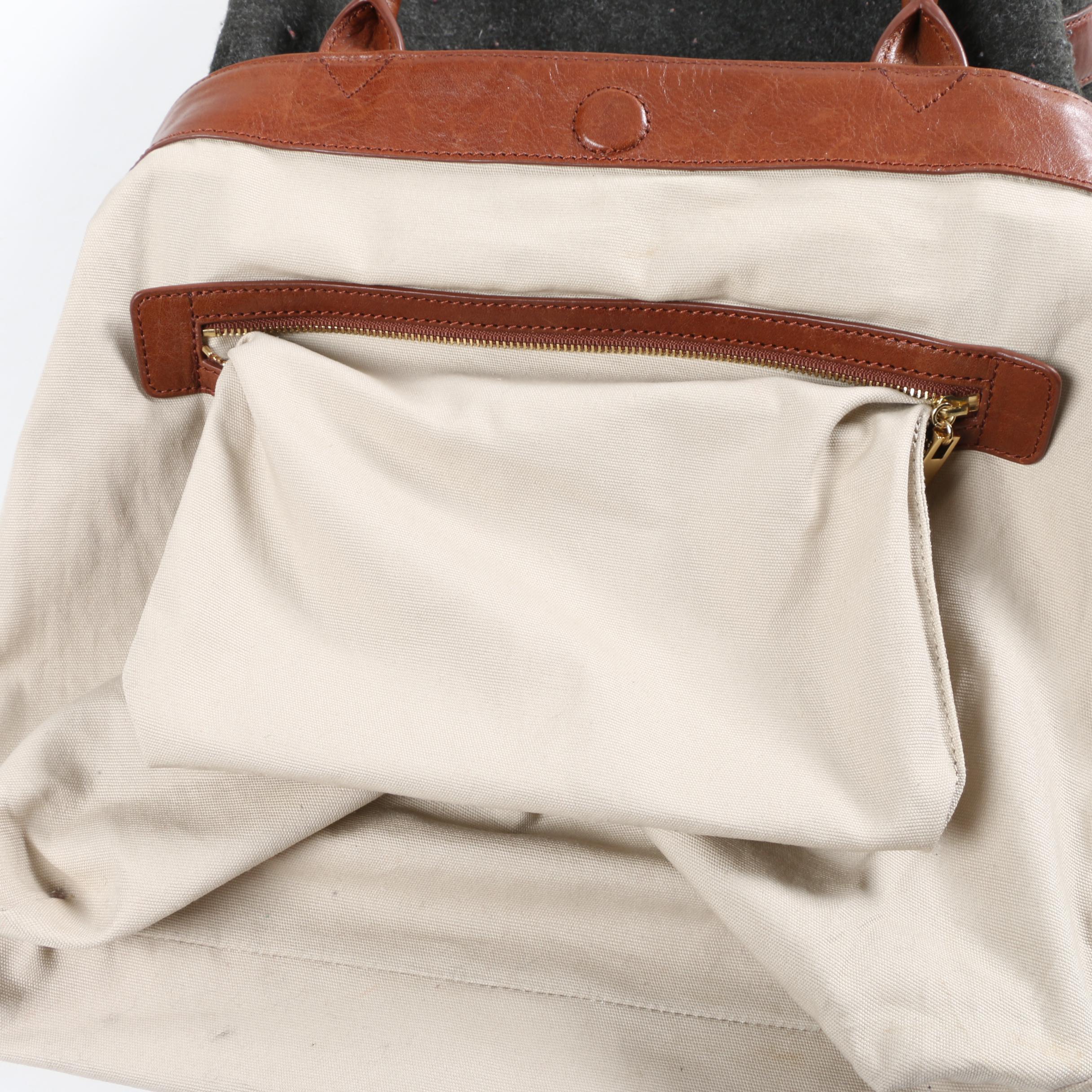 Tory Burch Wool and Leather Tote