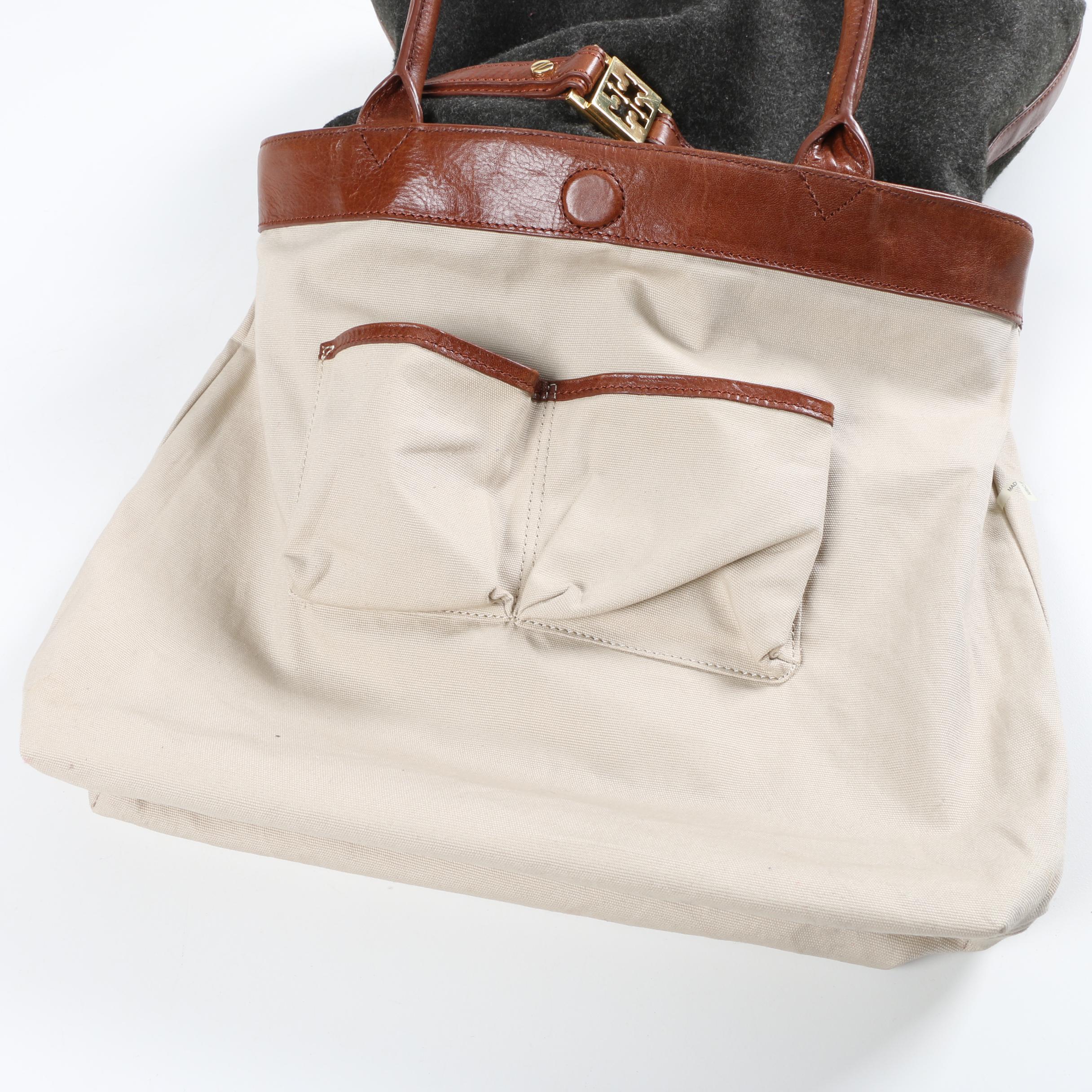 Tory Burch Wool and Leather Tote