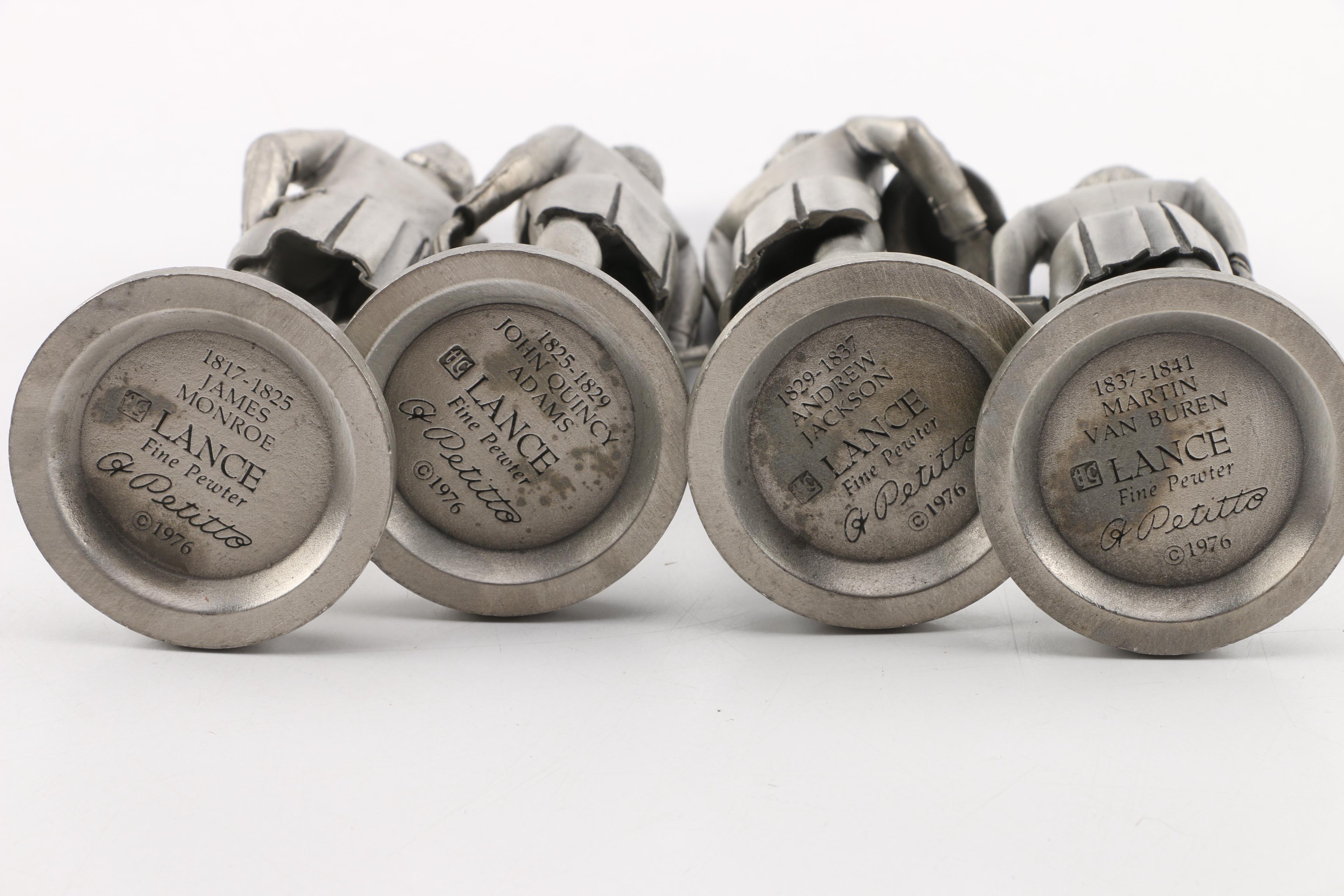 Lance Pewter President Figures including Monroe, Adams, Jackson, and Van Buren