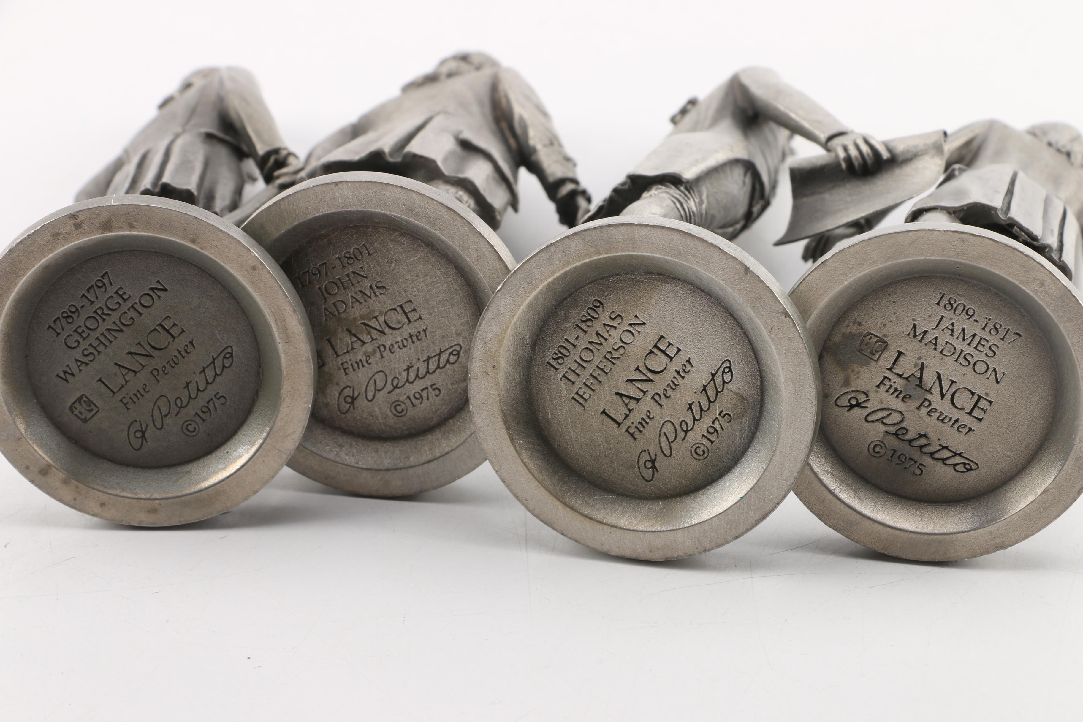 Lance Pewter President Figures including Washington, Adams, Jefferson, and Madis