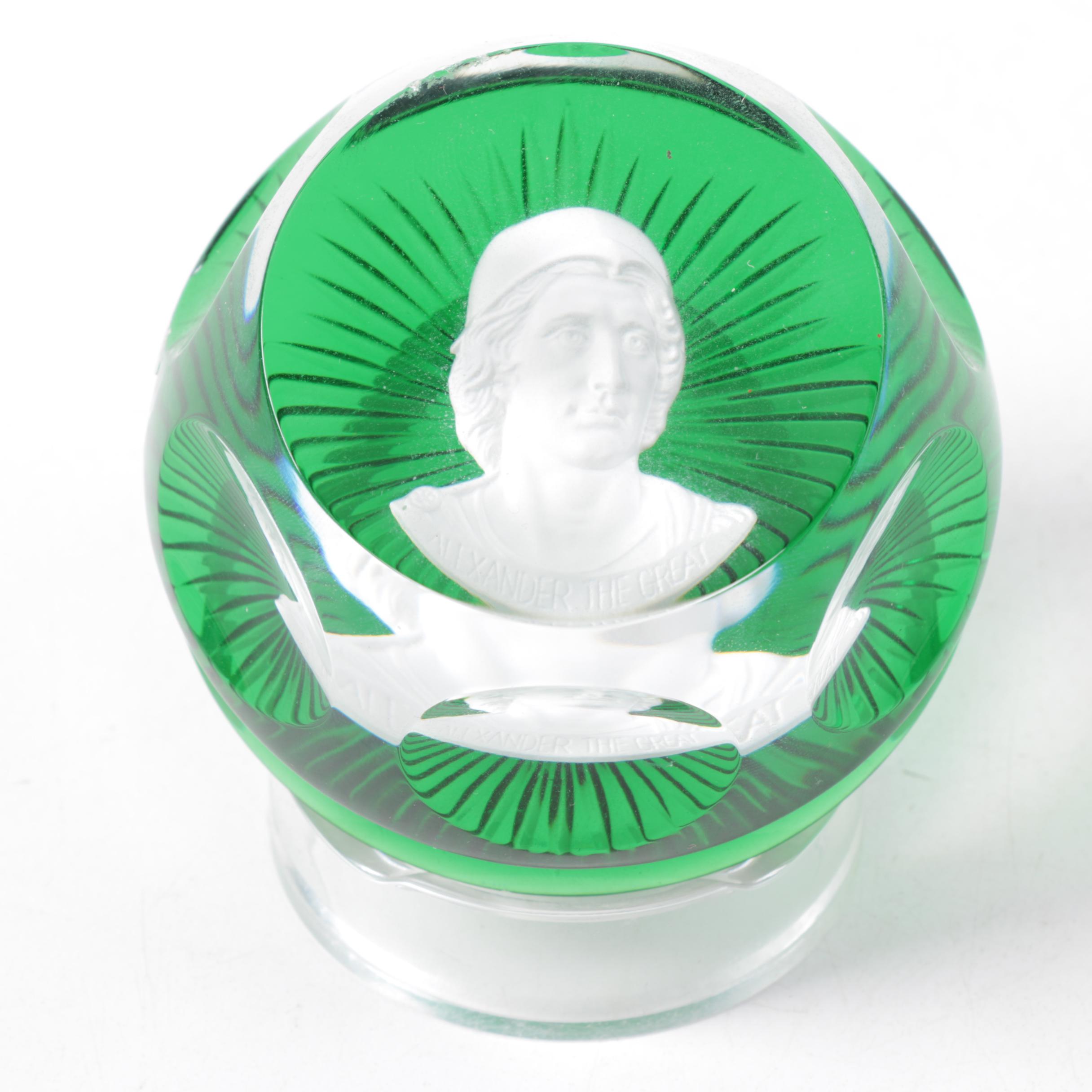 1975 "The Franklin Mint" Baccarat Crystal Cameo Paperweight