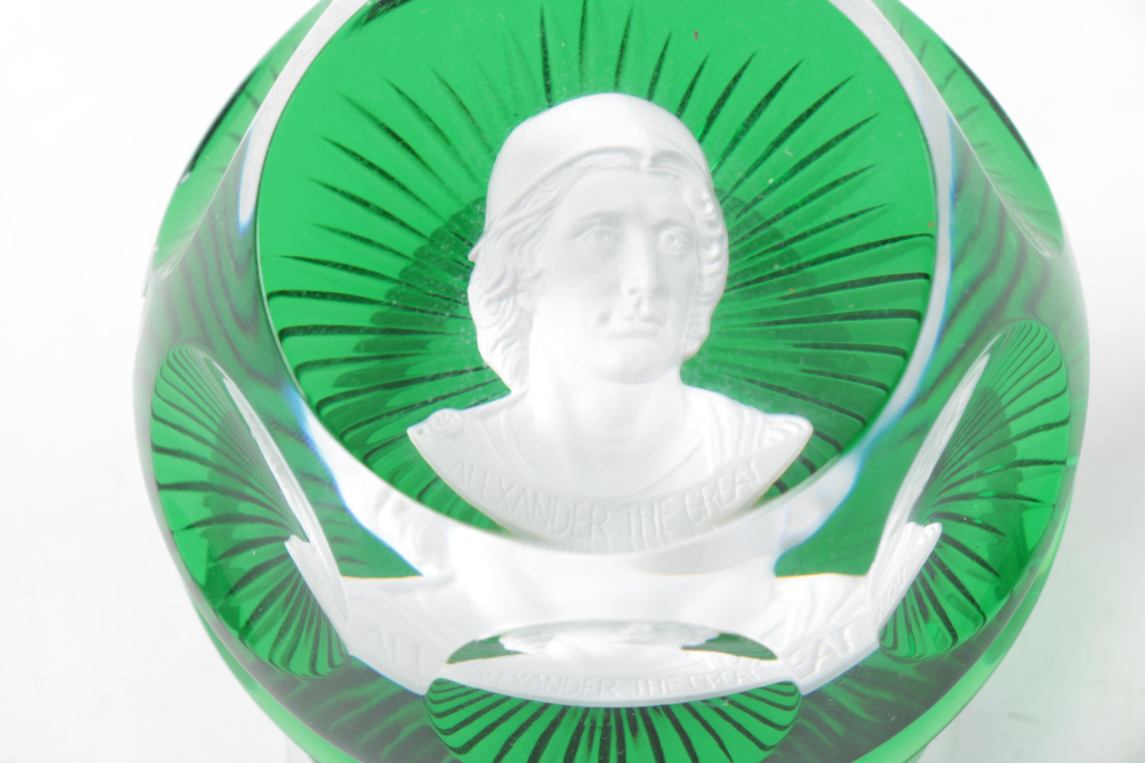 1975 "The Franklin Mint" Baccarat Crystal Cameo Paperweight