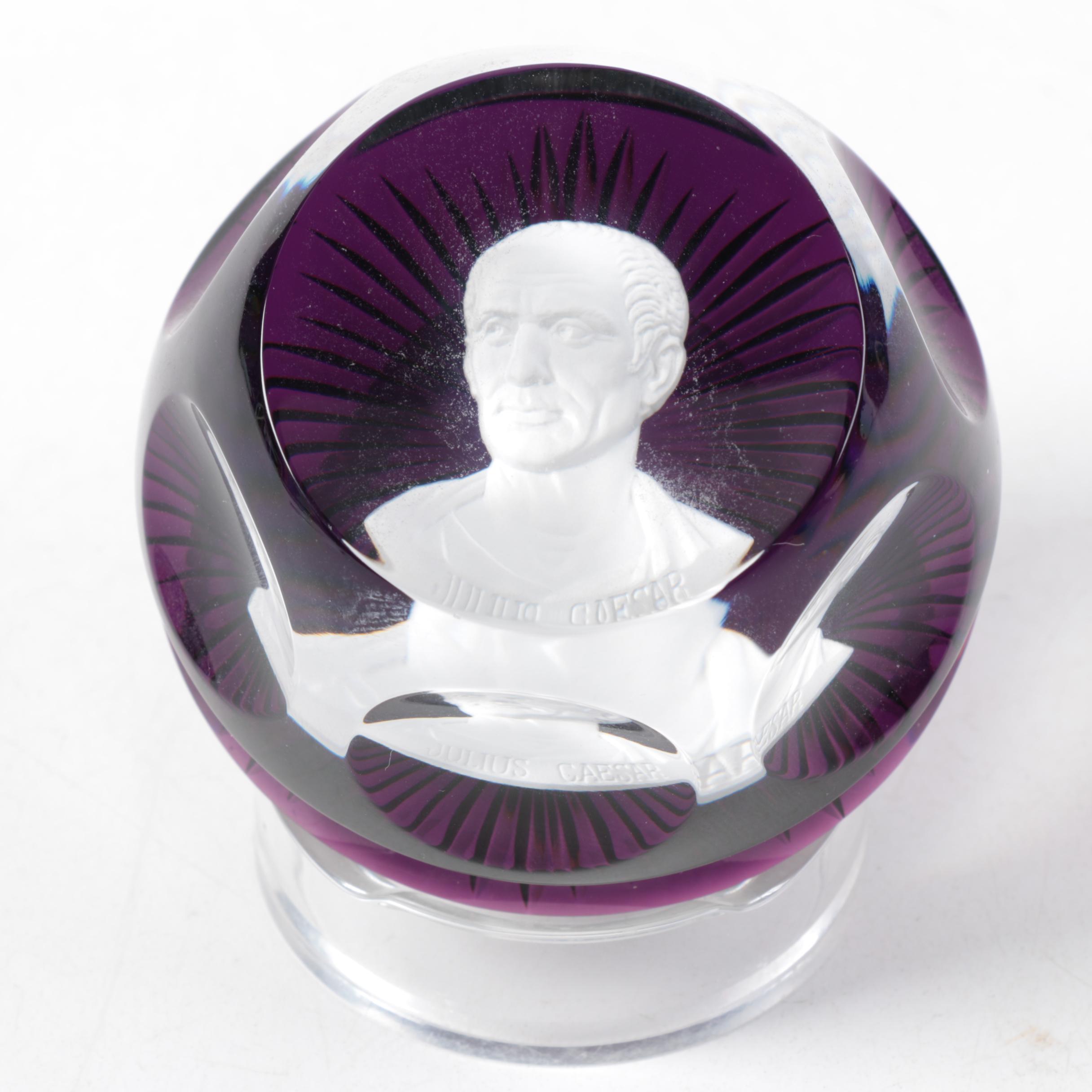 1976 "The Franklin Mint" Baccarat Crystal Cameo Paperweight
