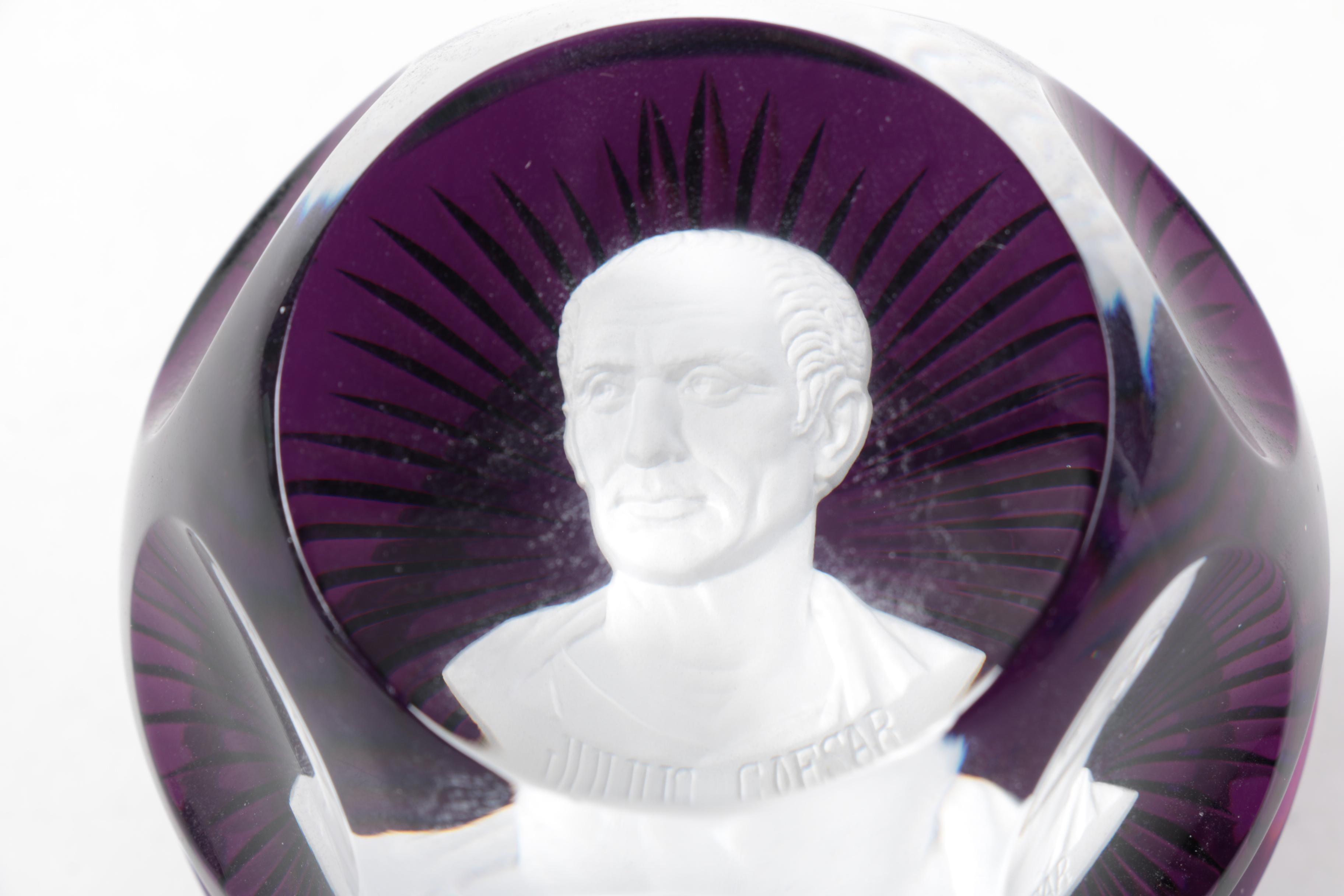 1976 "The Franklin Mint" Baccarat Crystal Cameo Paperweight