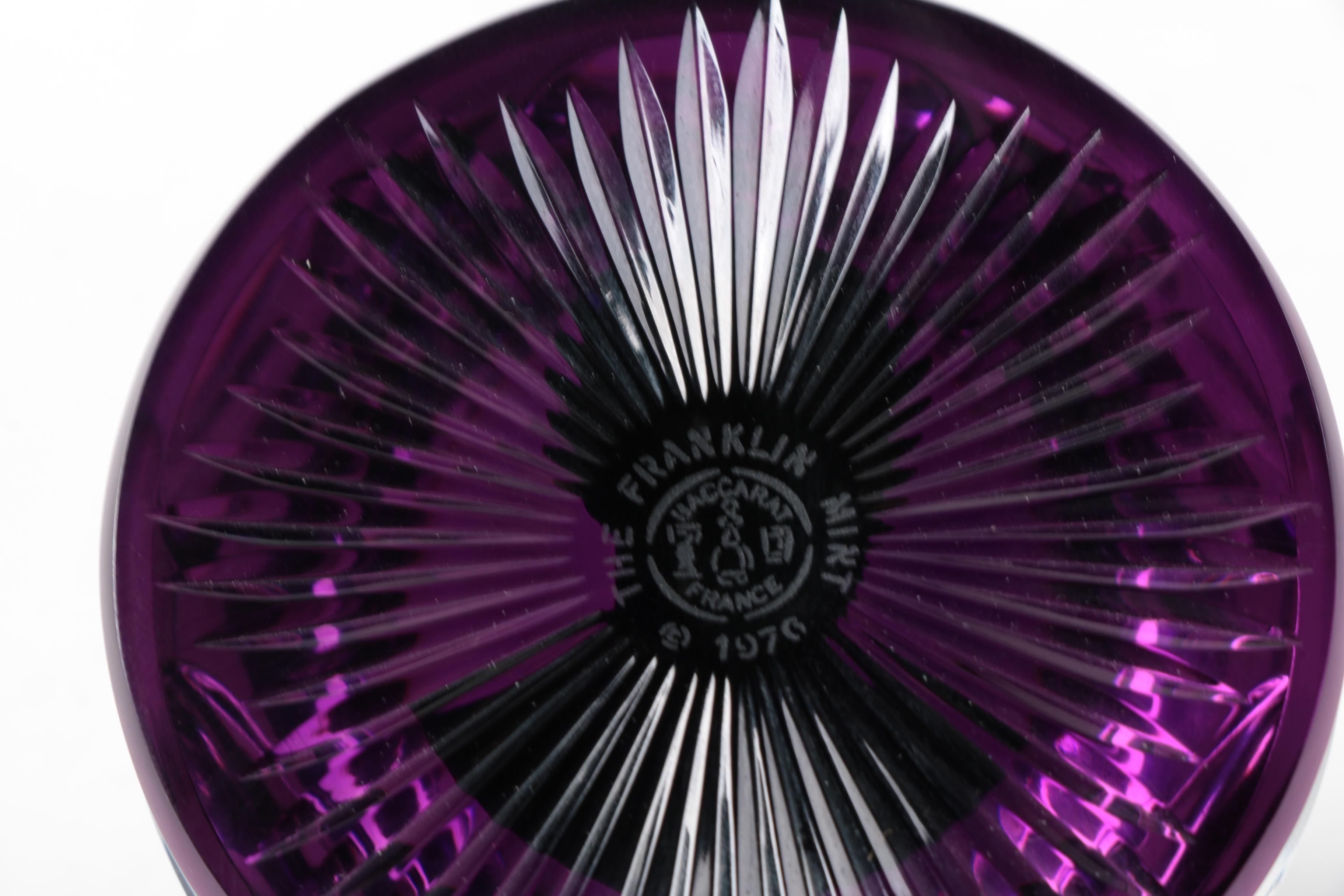 1976 "The Franklin Mint" Baccarat Crystal Cameo Paperweight