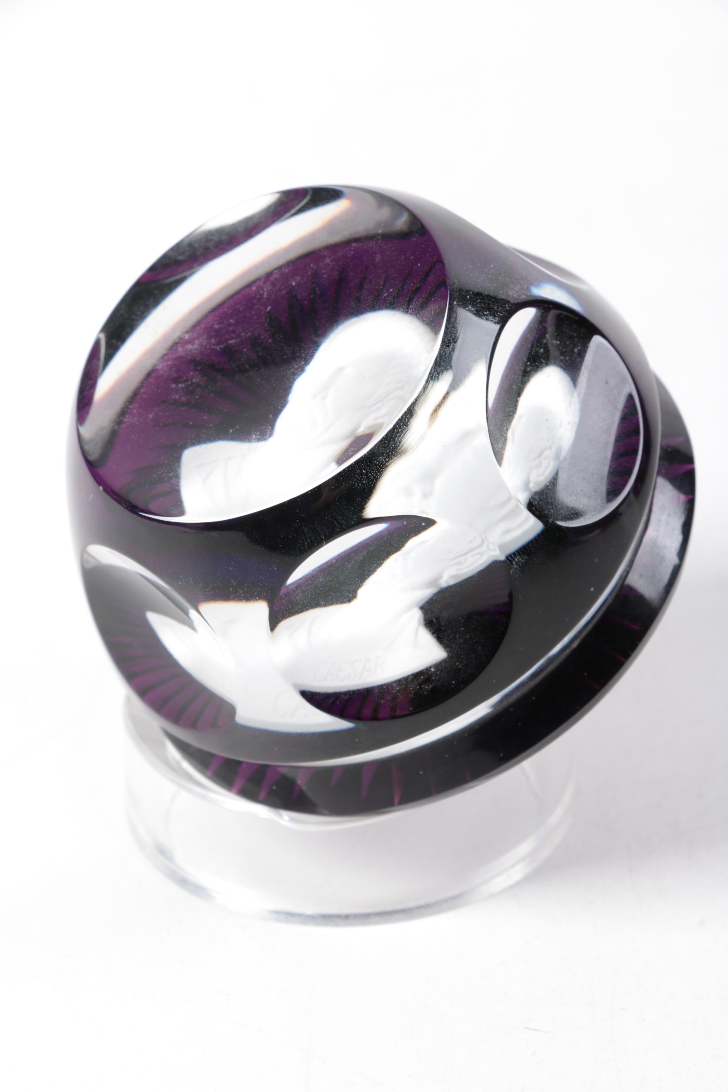 1976 "The Franklin Mint" Baccarat Crystal Cameo Paperweight