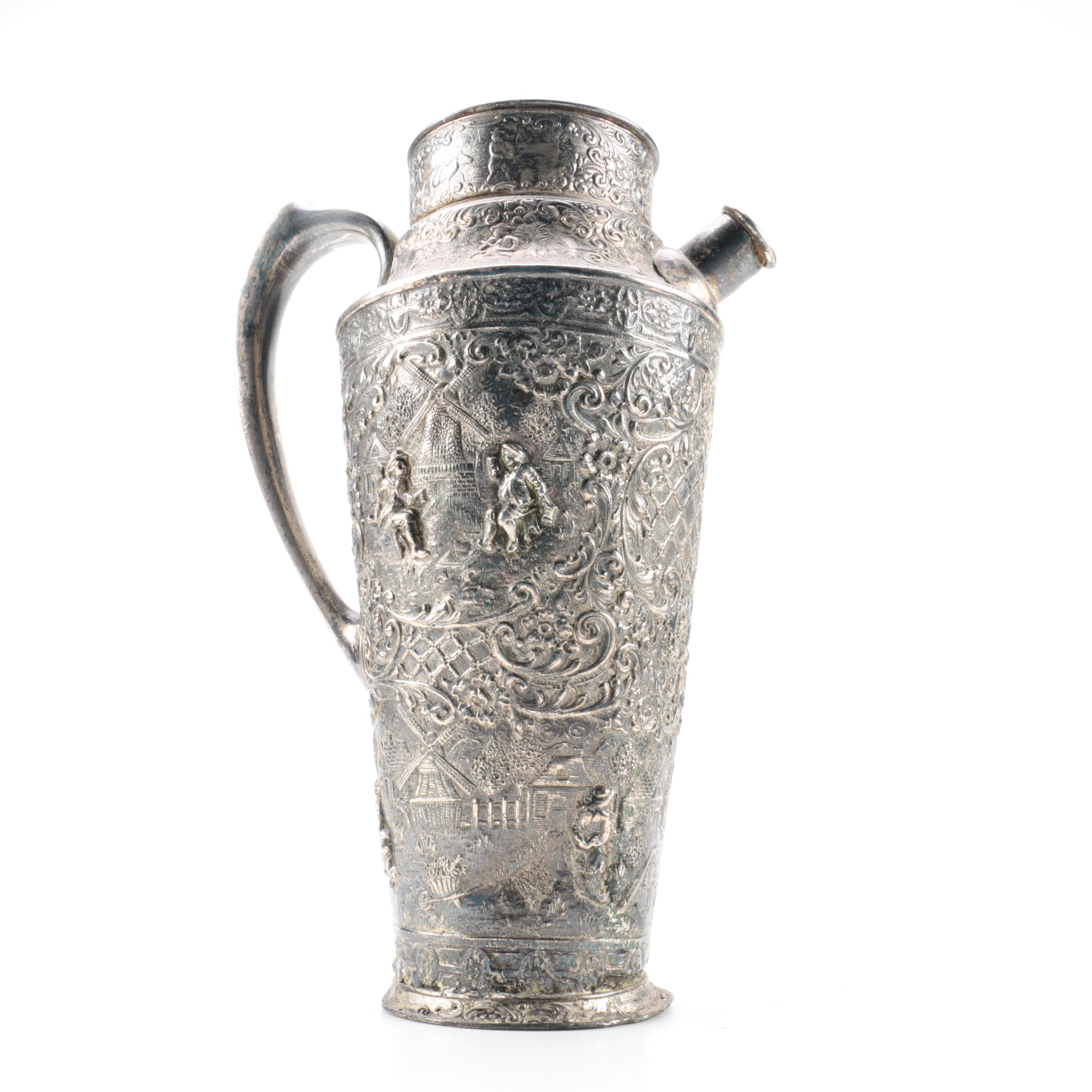 Barbour Silver Plate Co. Silver Plate Embossed Martini Shaker