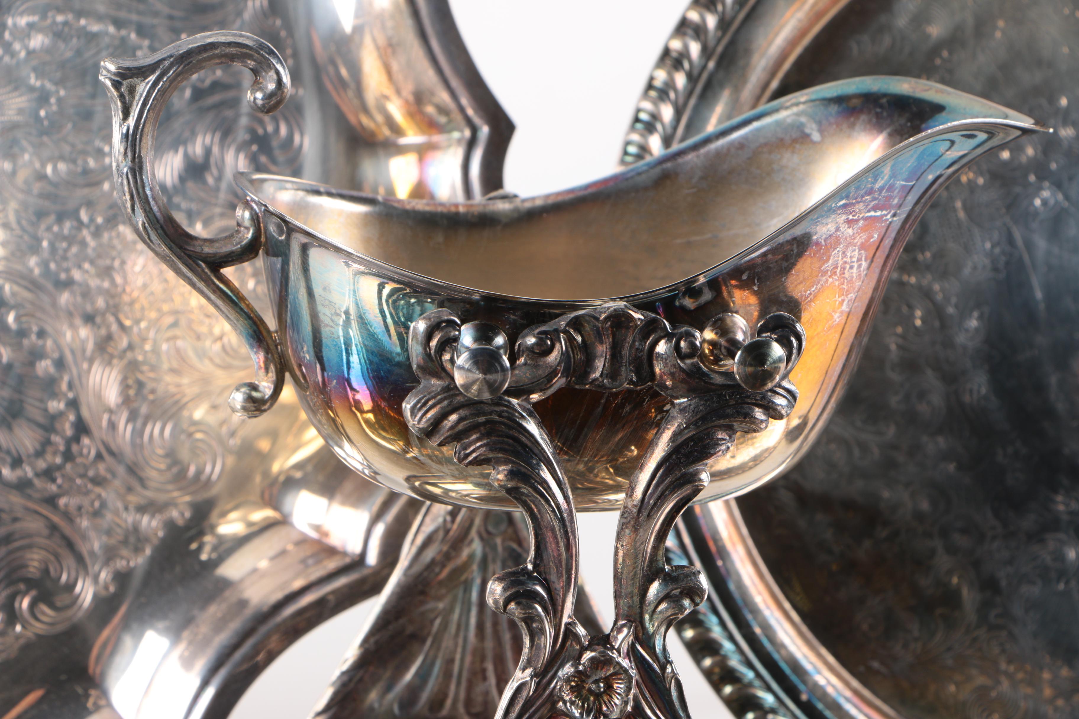 International Silver Co. Silver Plate Platter and Other Silver Plate and Crystal