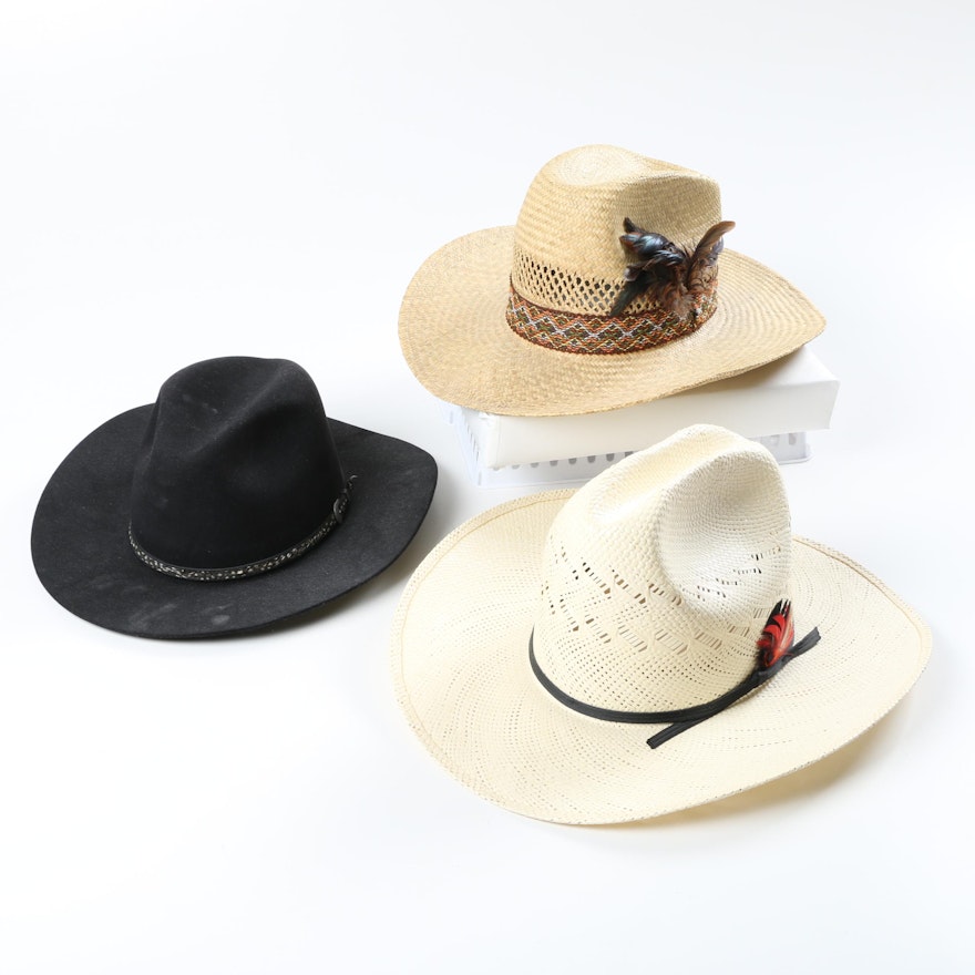 Western Hats Including Braver Brand 5X Fur Felt Cowboy Hat