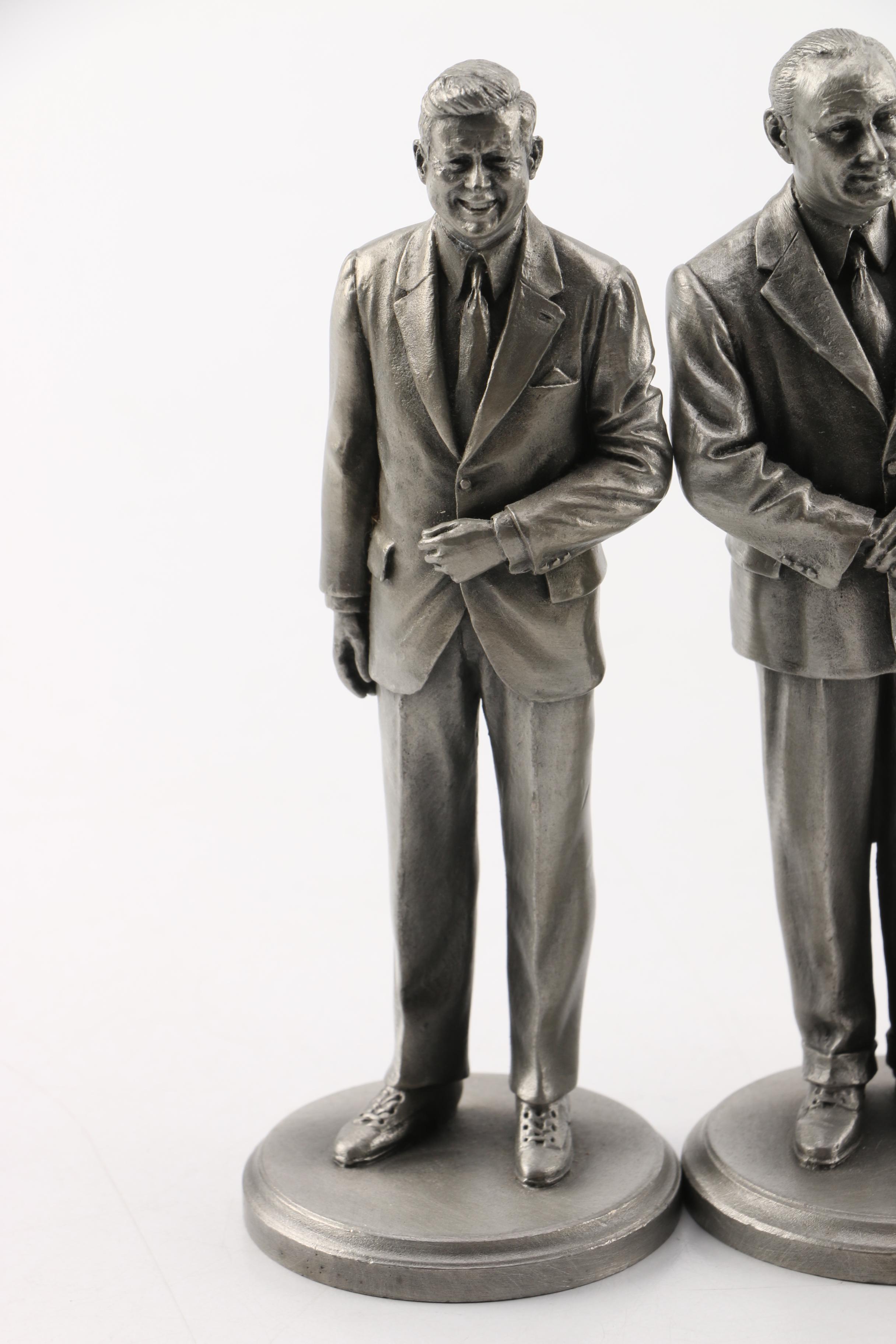 Lance Pewter President Figures including Kennedy, Johnson, Nixon, and Ford