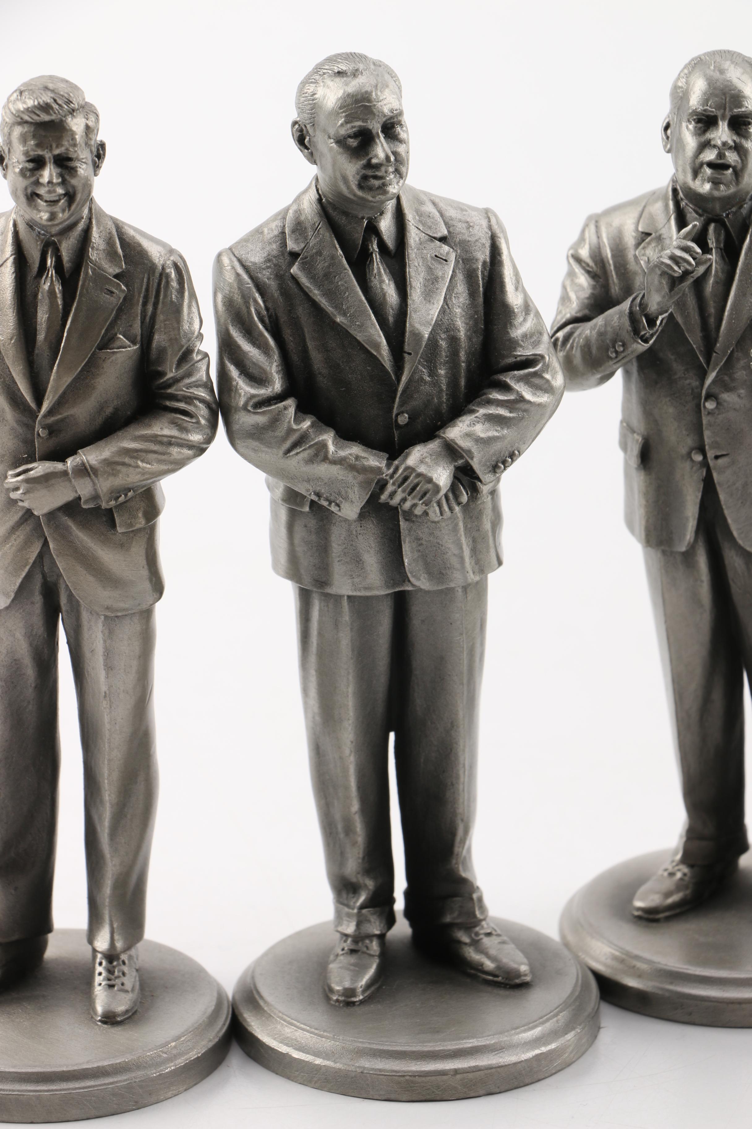 Lance Pewter President Figures including Kennedy, Johnson, Nixon, and Ford