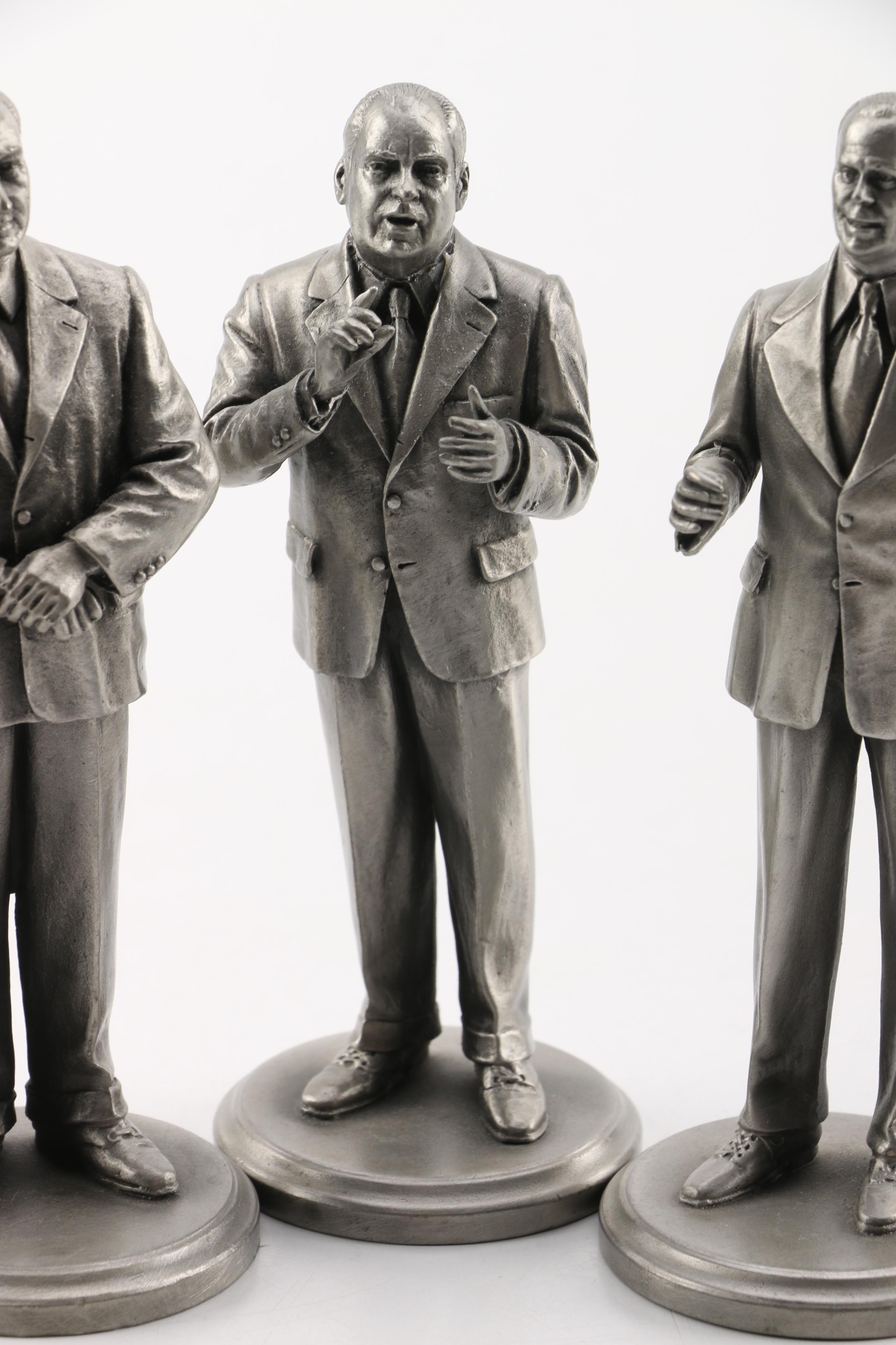 Lance Pewter President Figures including Kennedy, Johnson, Nixon, and Ford
