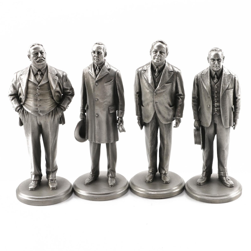 Lance Pewter President Figurines including Taft, Wilson, Harding, and Coolidge