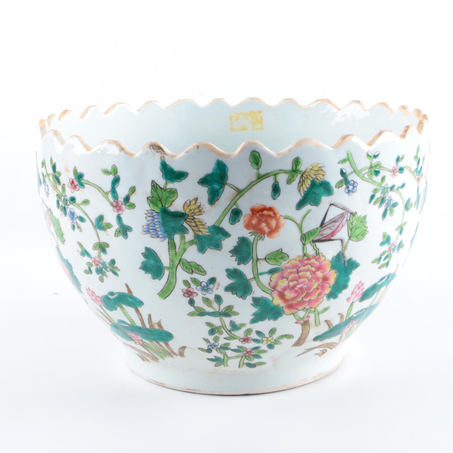 Chinese Floral Ceramic Planter