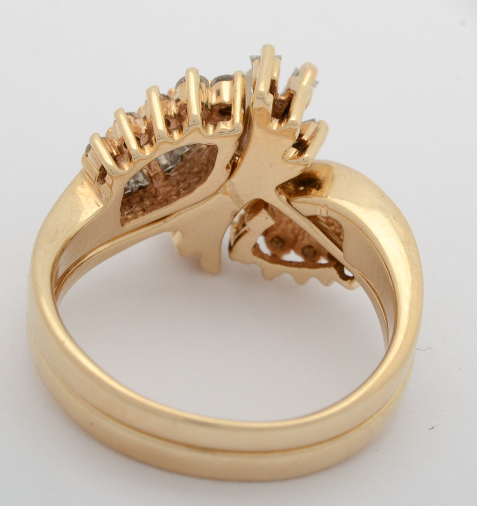 14K Yellow Gold Marquise Cut Diamond Wedding Ring Set