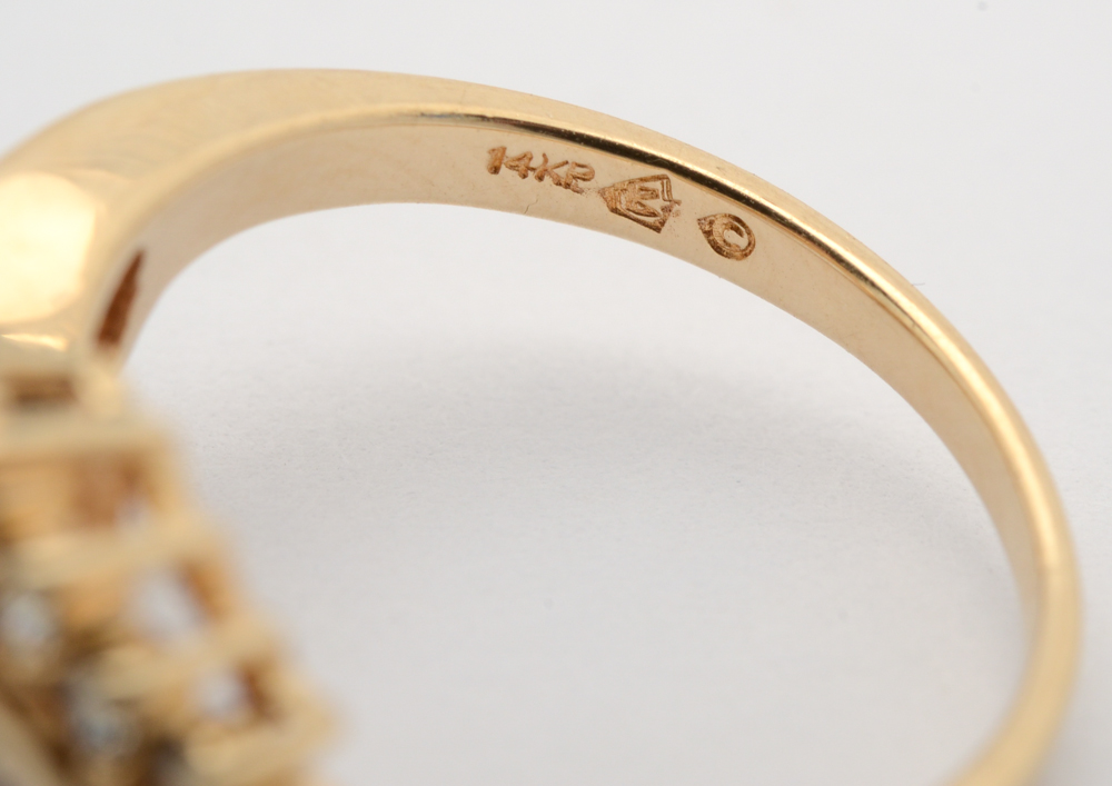 14K Yellow Gold Marquise Cut Diamond Wedding Ring Set