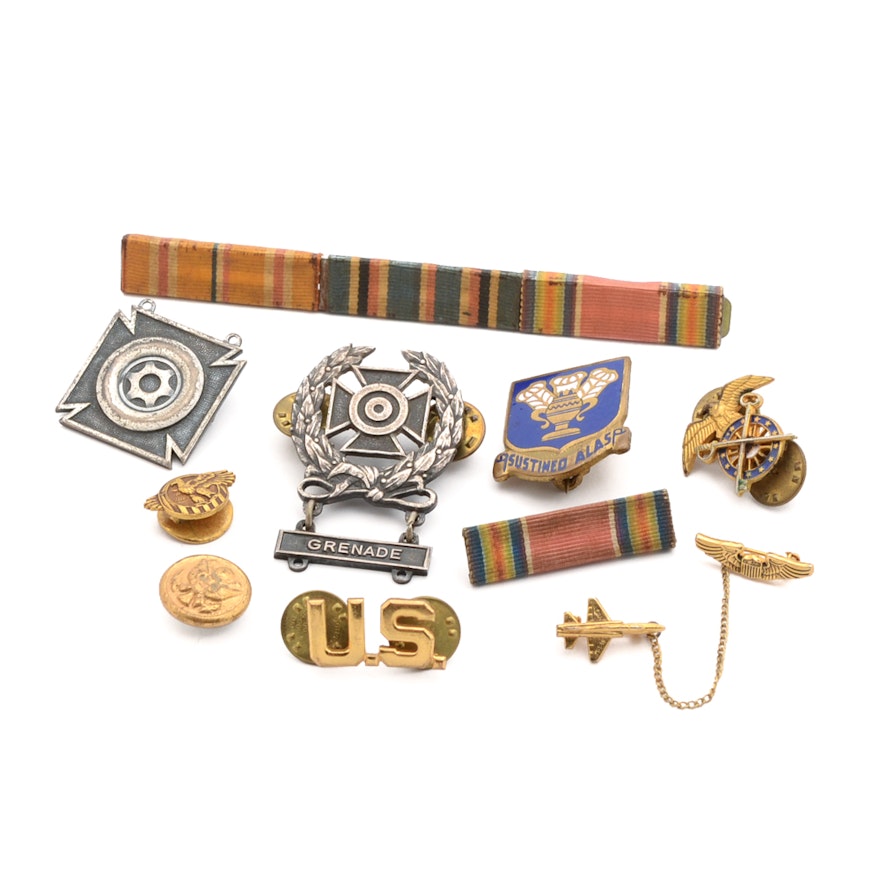 Assortment of Military Awards Pins and Badges