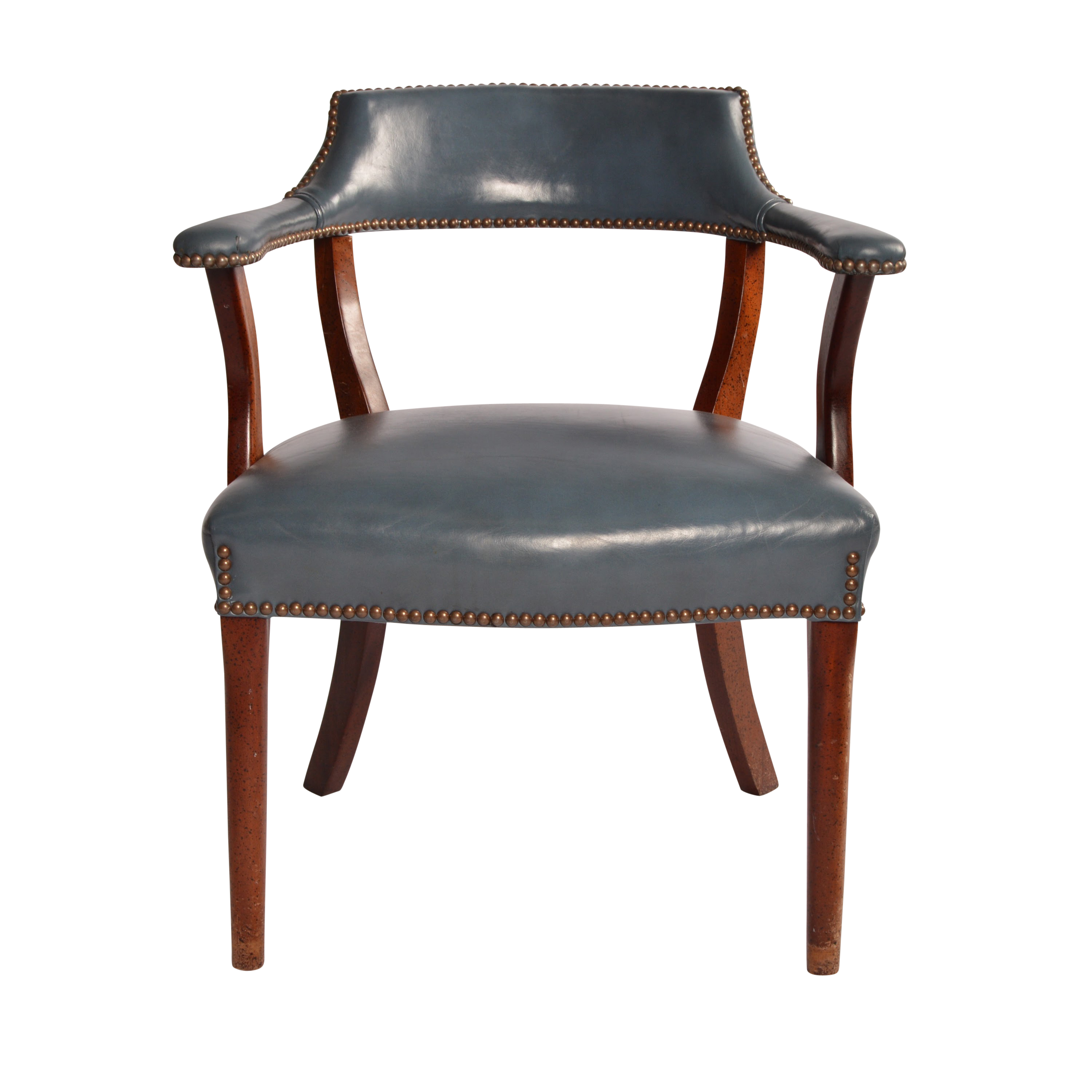 Vintage Blue Leather Office Armchair