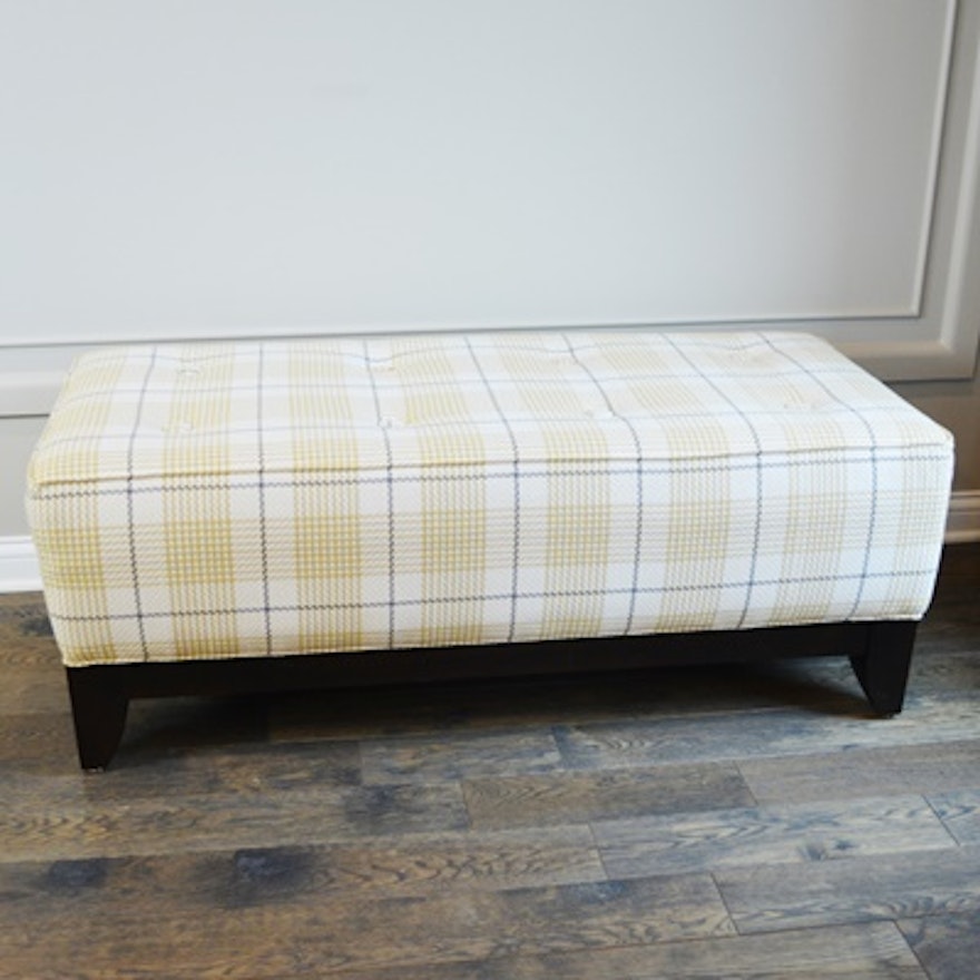 Tufted and Plaid Upholstered Bench
