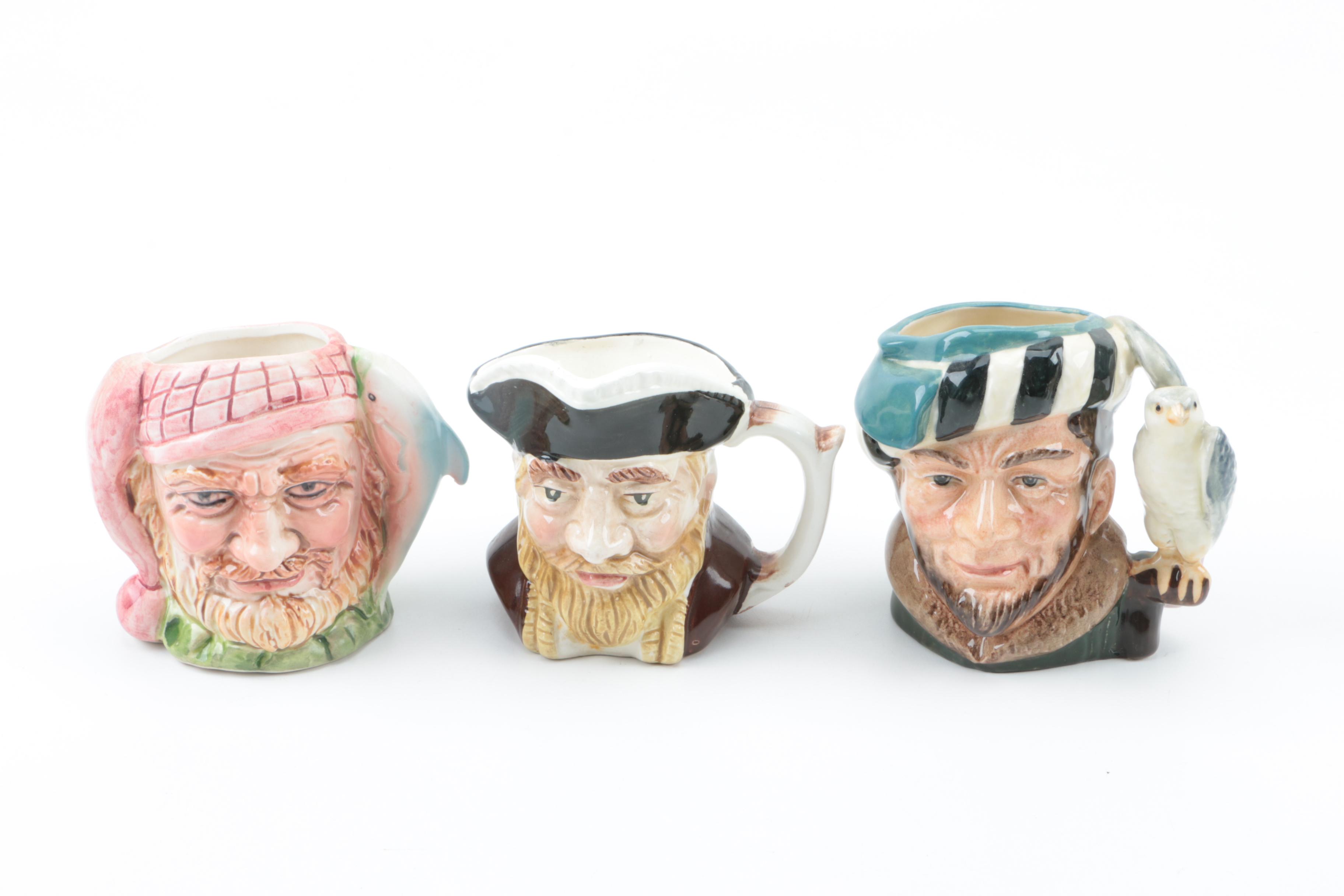 Vintage Figural Character Jugs Including Royal Doulton and Wood & Sons