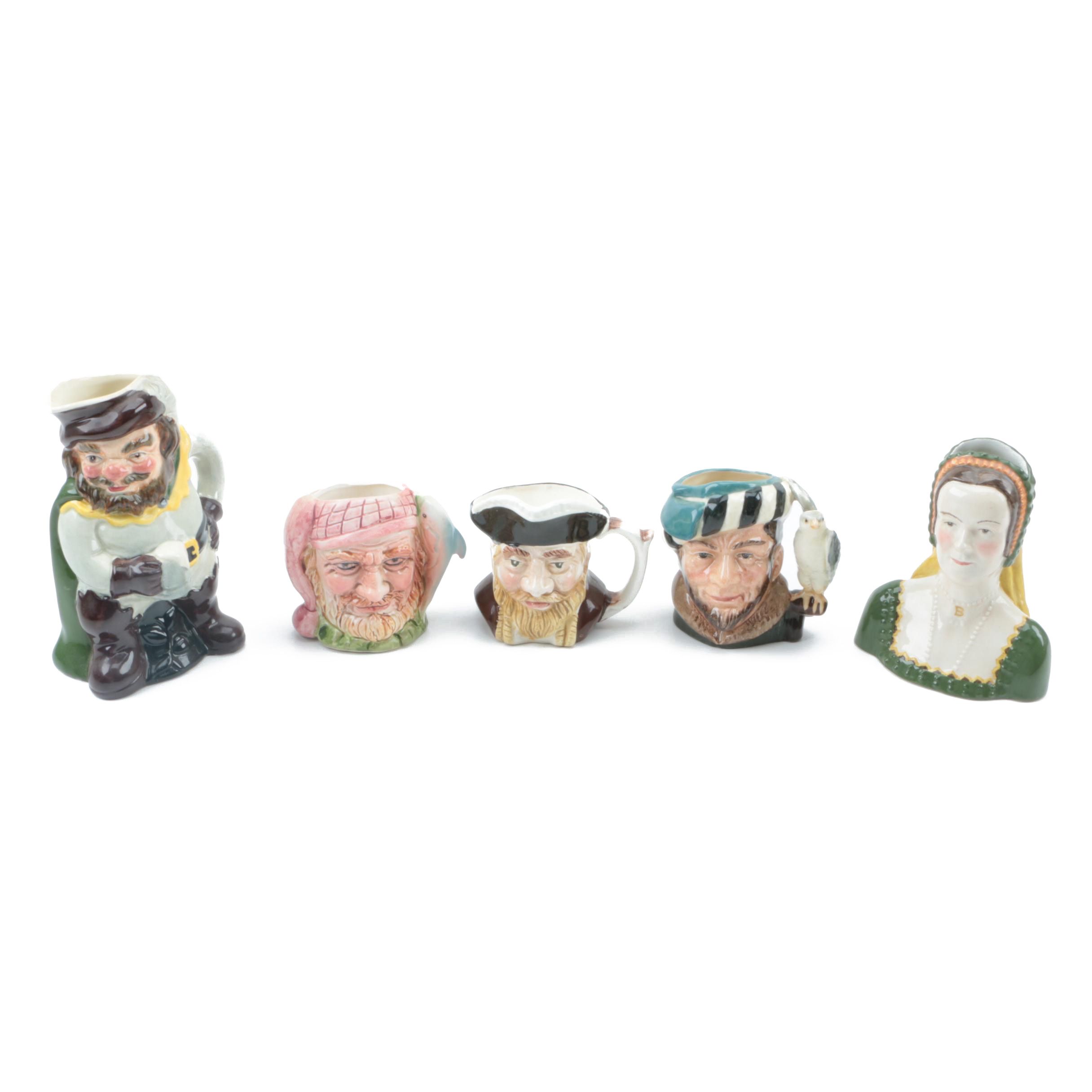 Vintage Figural Character Jugs Including Royal Doulton and Wood & Sons