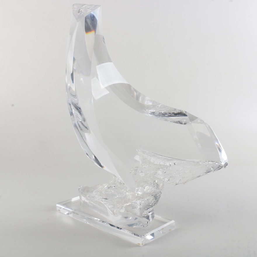 Contemporary Clear Acrylic Abstract Sculpture
