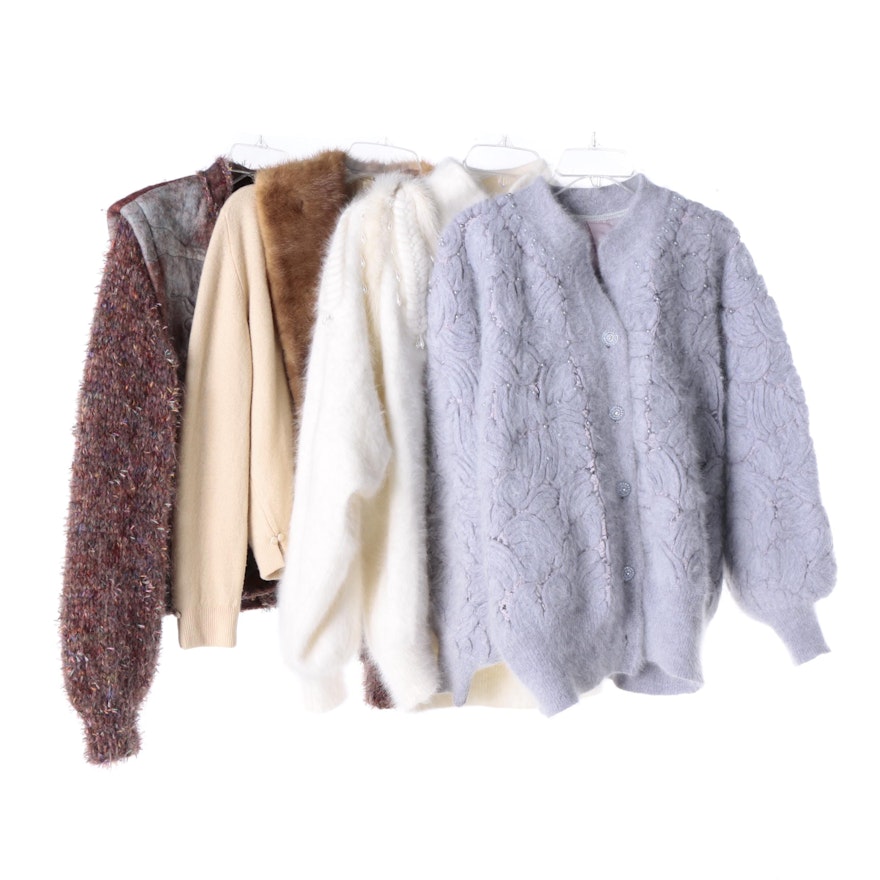 Angora and Knit Sweaters Including Mink Fur Collar