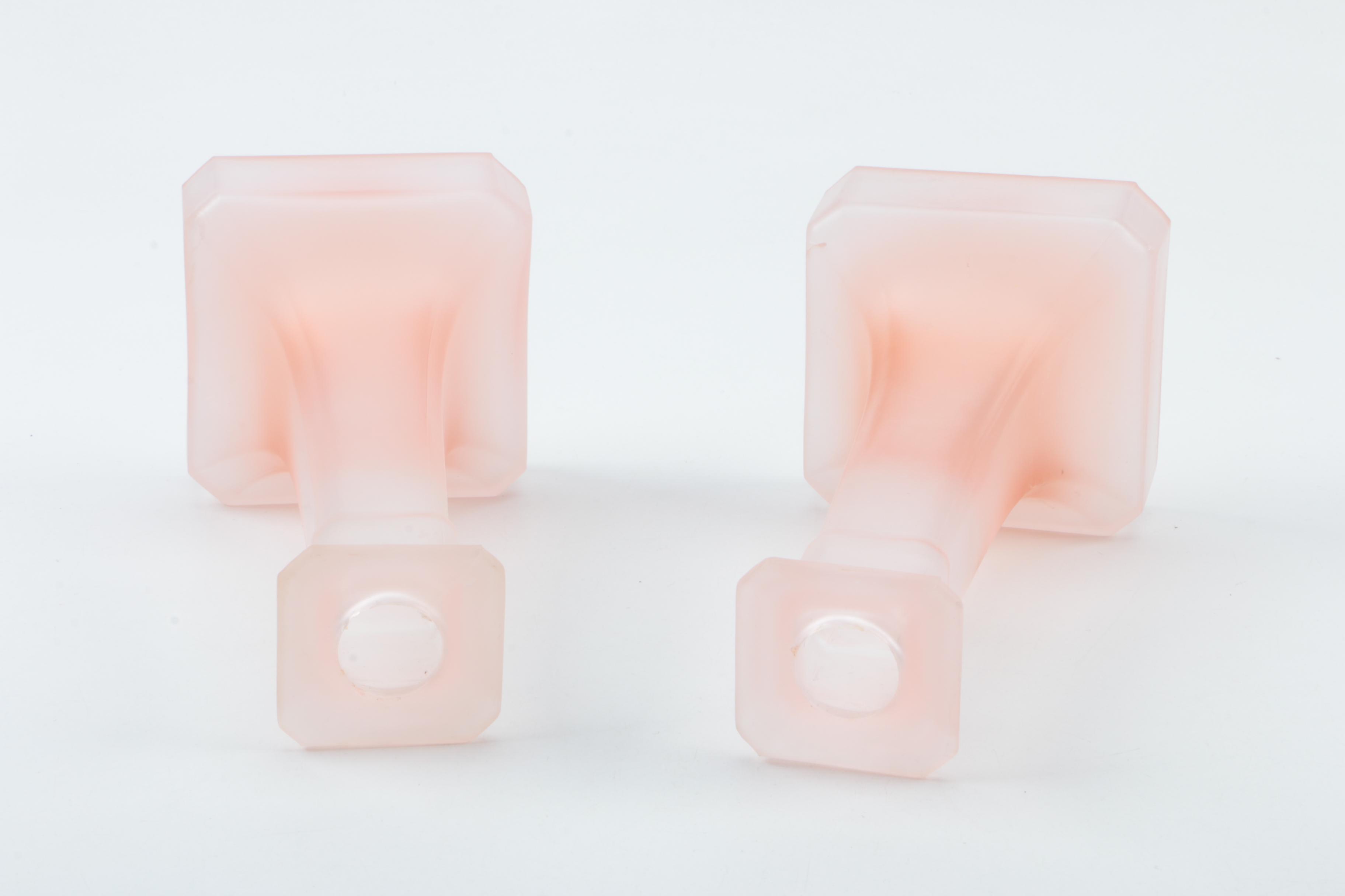 Taitu Italian Frosted Pink Glass Candle Holders