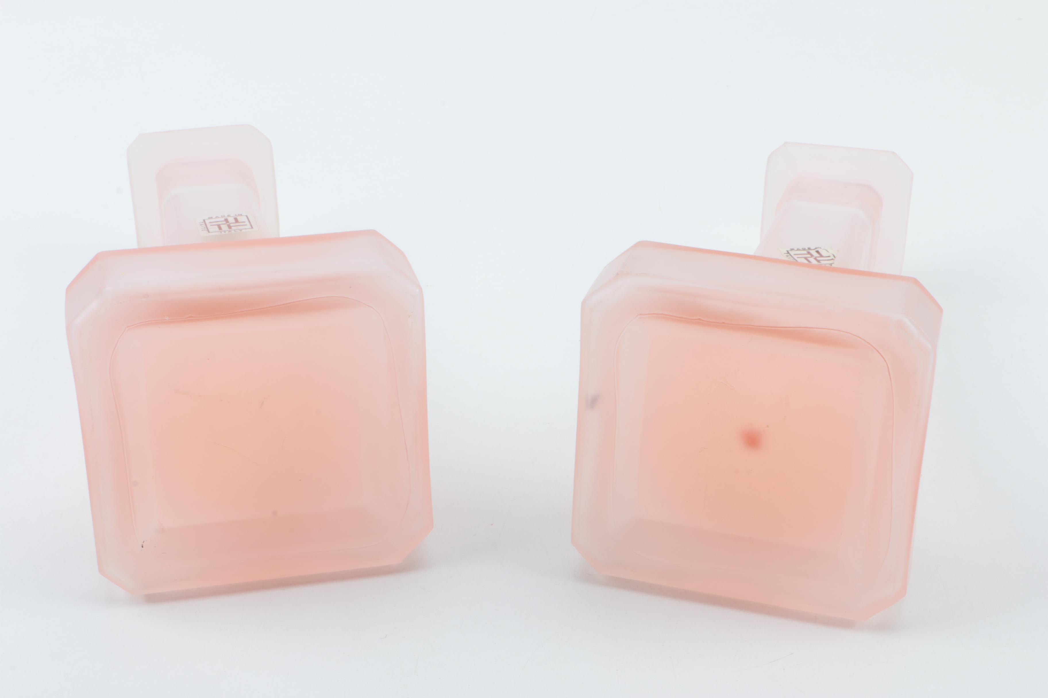 Taitu Italian Frosted Pink Glass Candle Holders