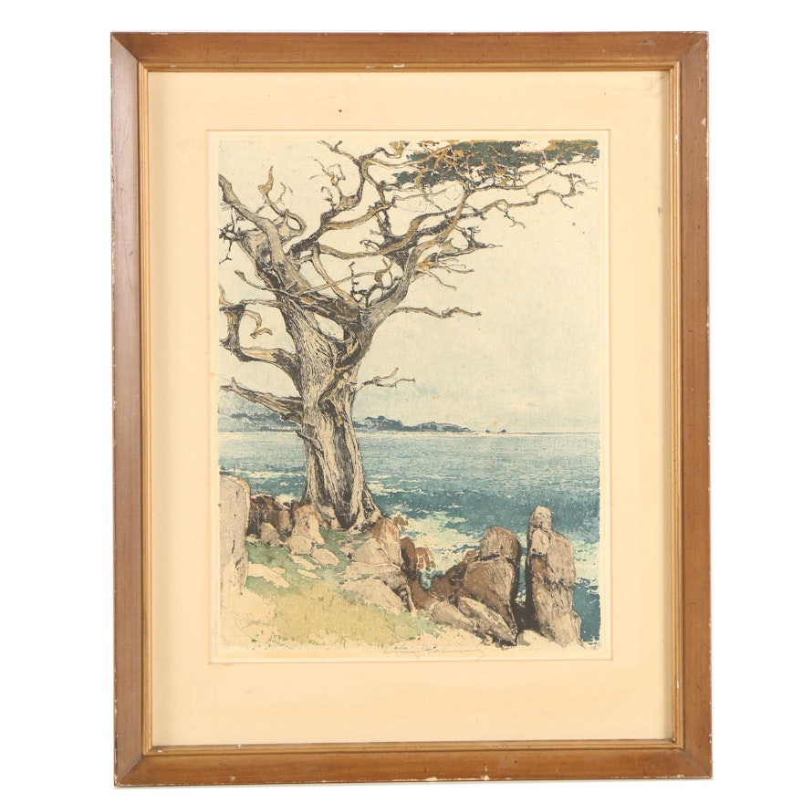 Luigi Kasimir Circa 1930s Etching "Carmel by the Sea"