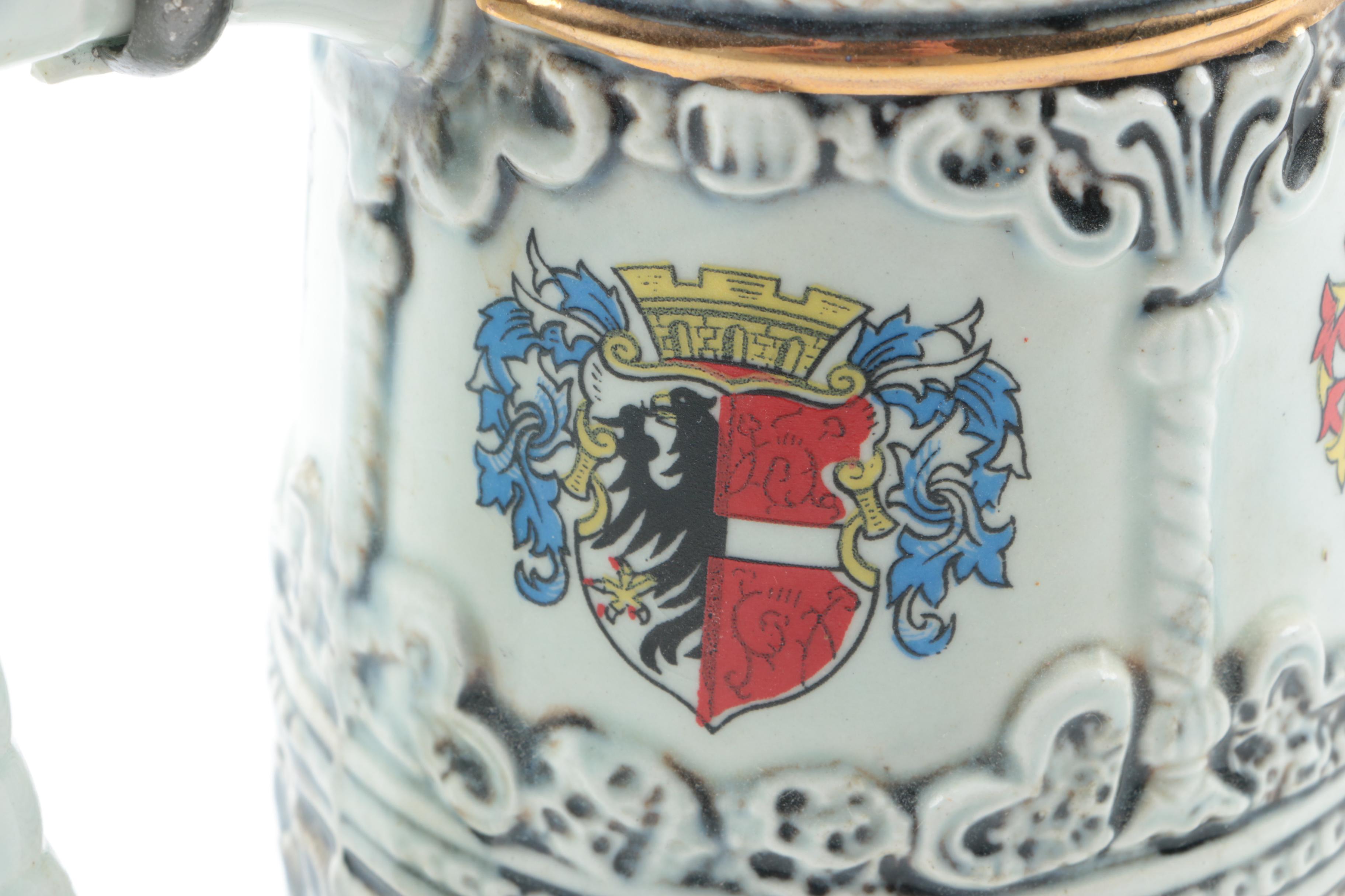 Ceramic Beer Stein with Pewter Lid