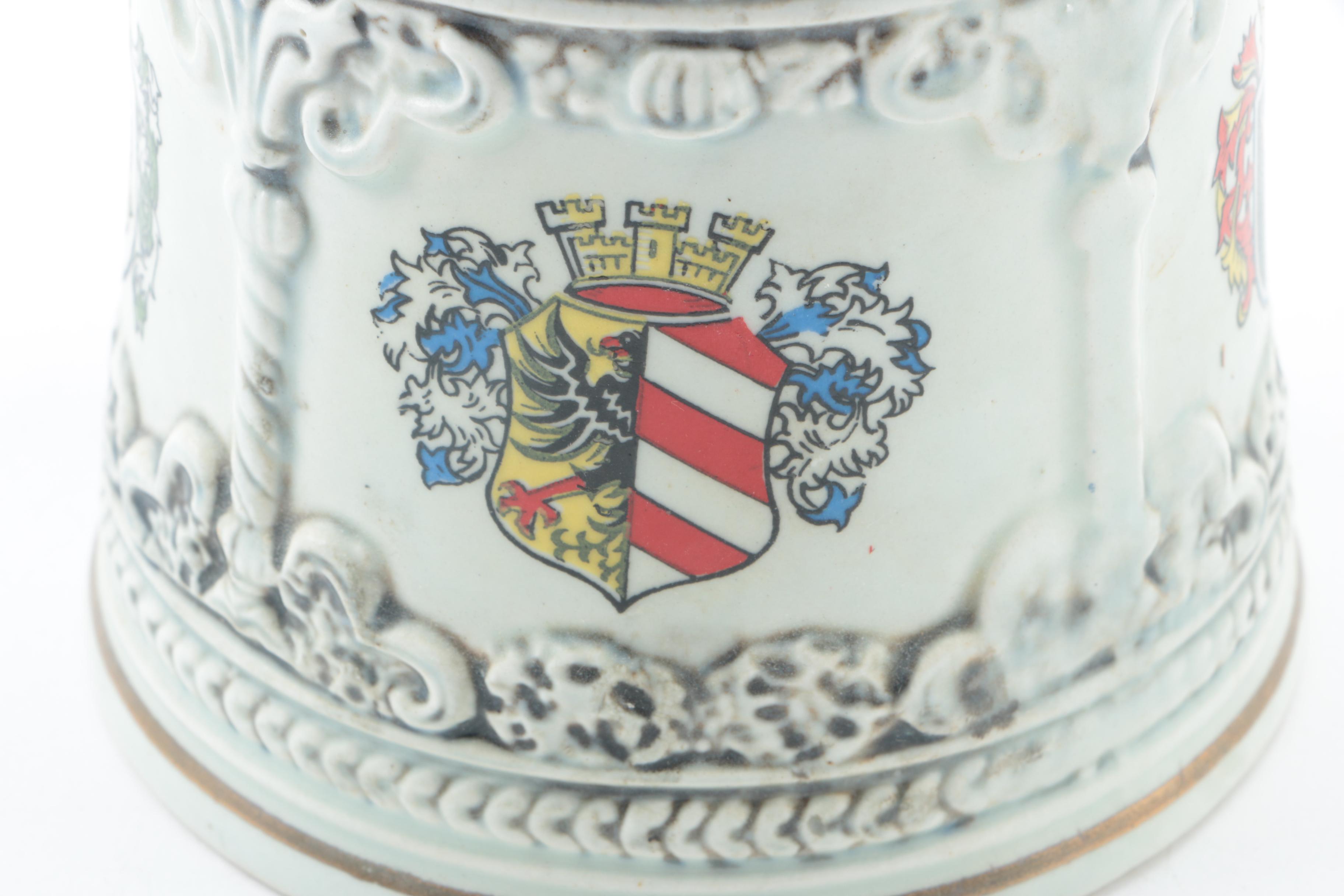 Ceramic Beer Stein with Pewter Lid