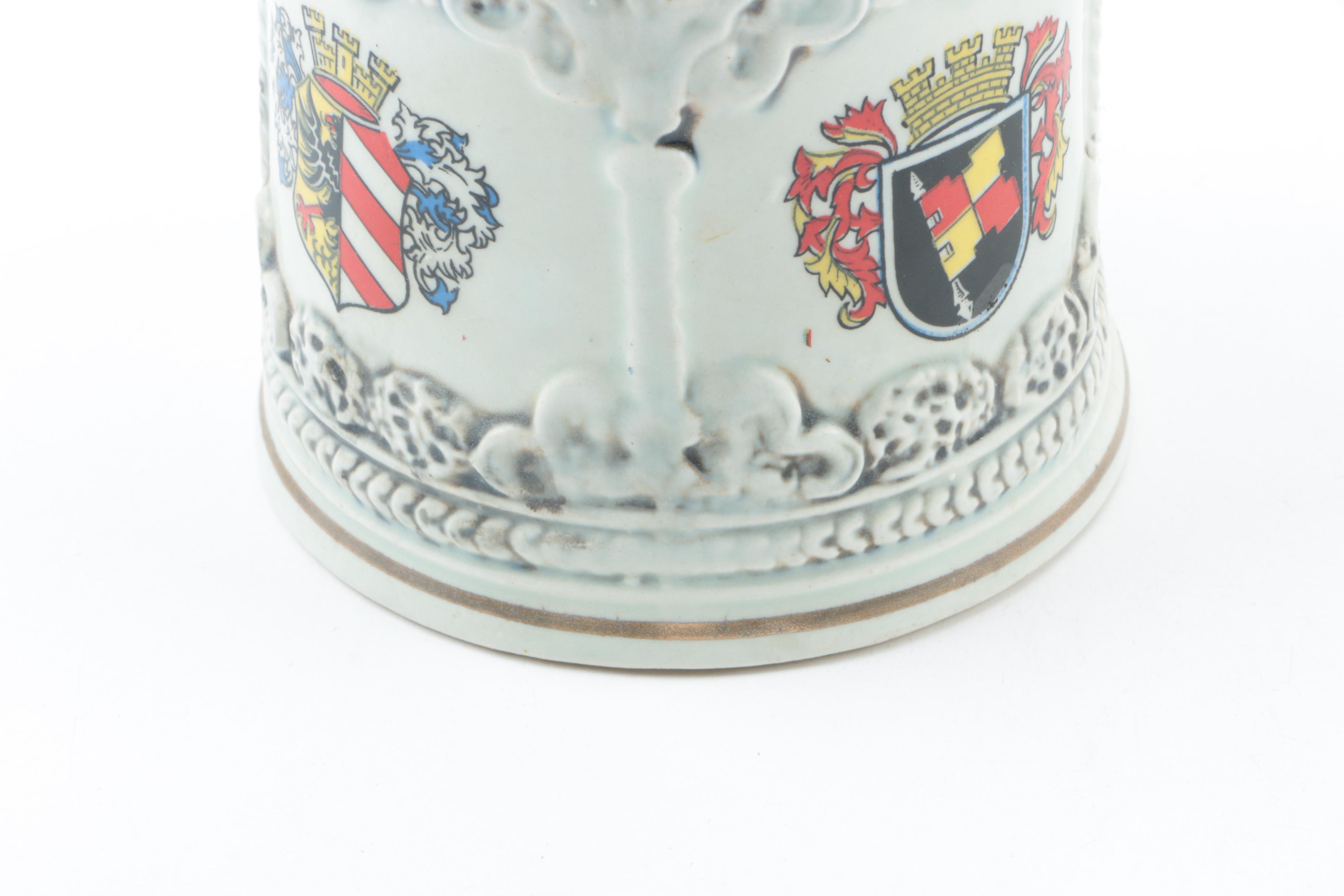 Ceramic Beer Stein with Pewter Lid