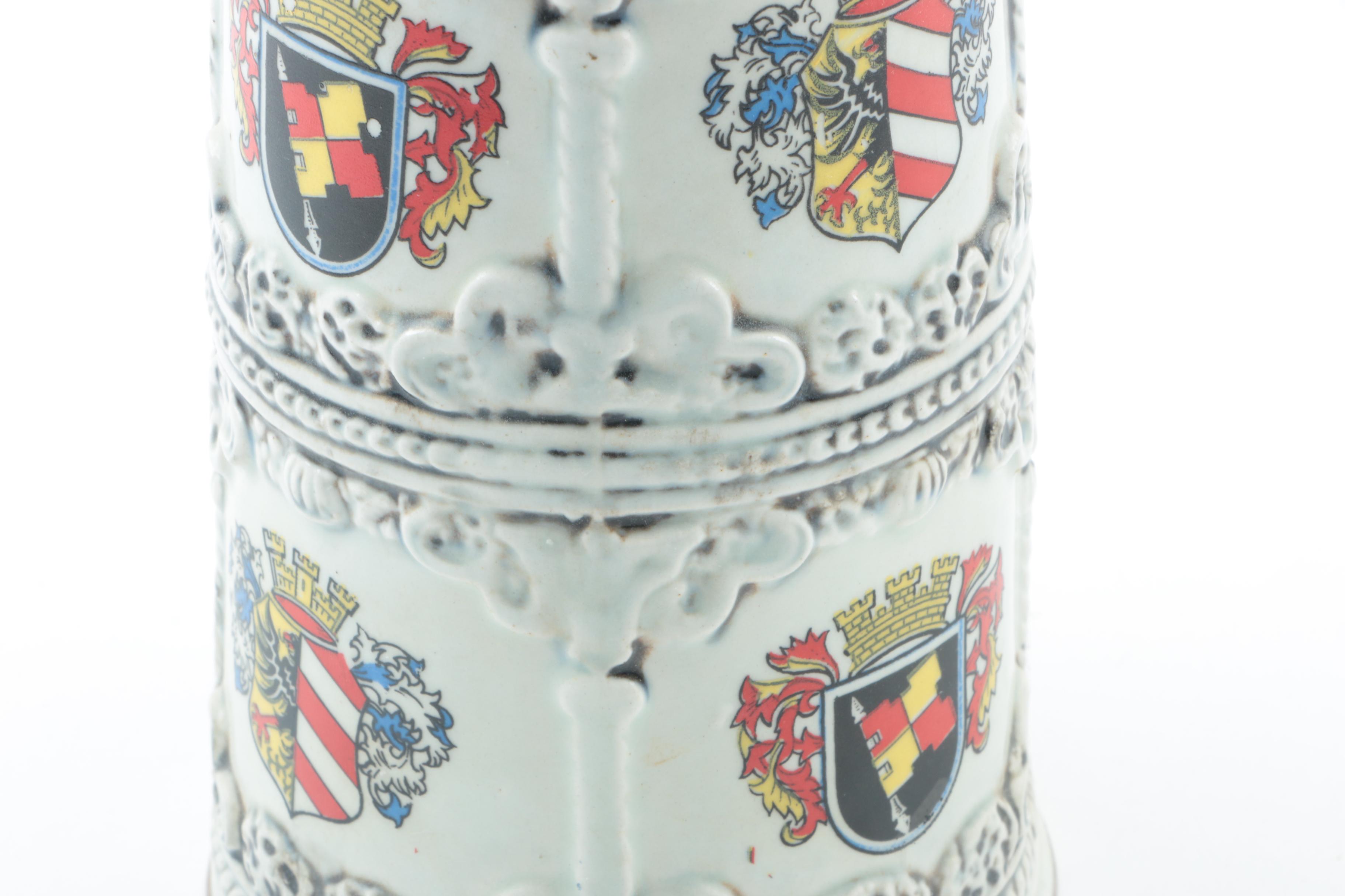 Ceramic Beer Stein with Pewter Lid