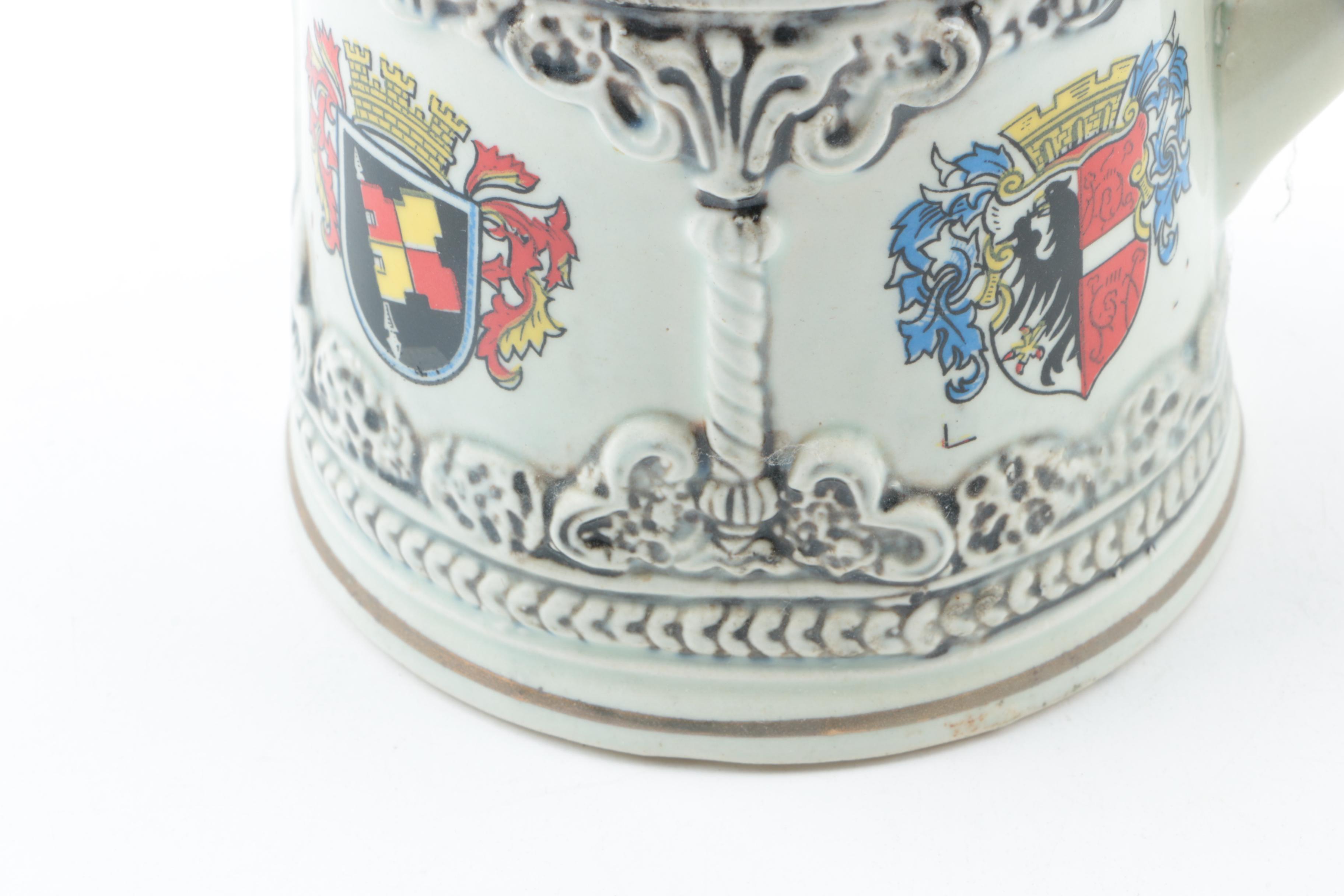 Ceramic Beer Stein with Pewter Lid