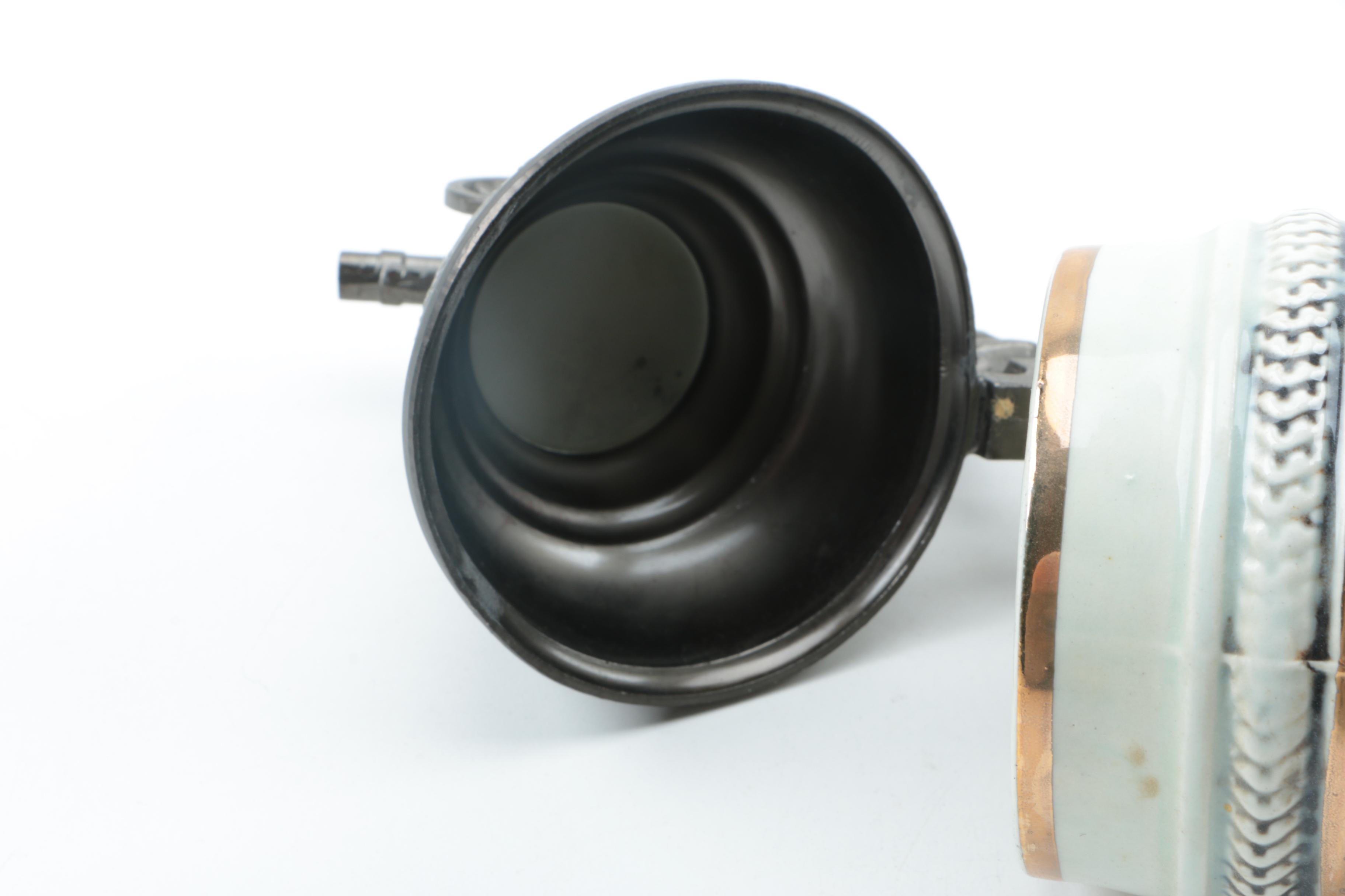 Ceramic Beer Stein with Pewter Lid