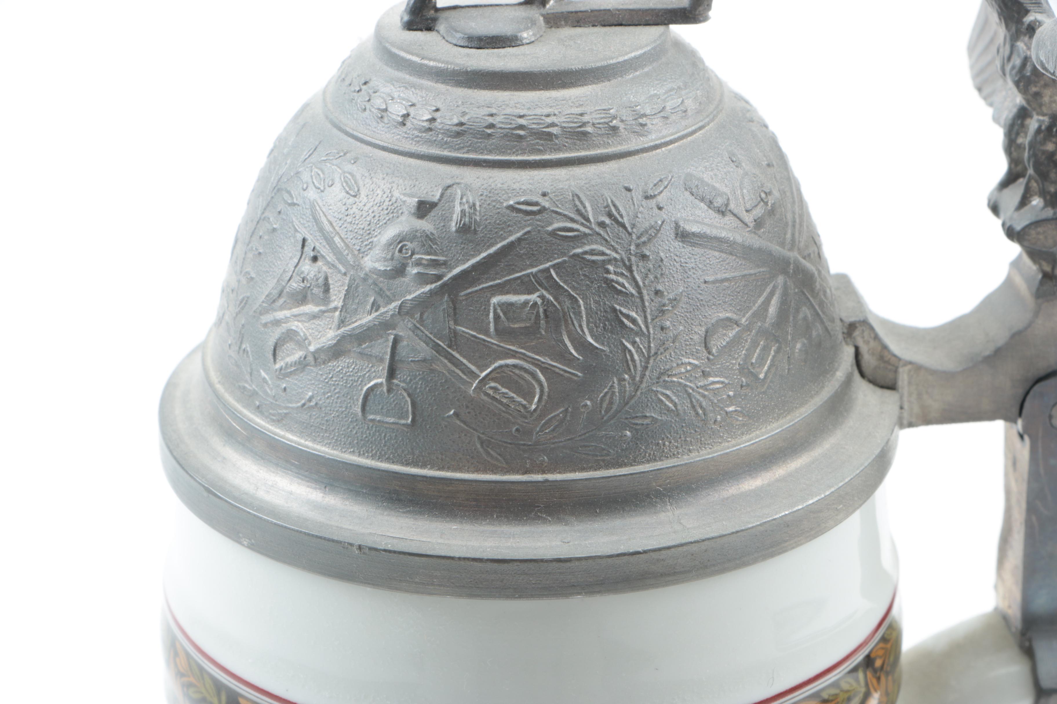 Chasseurs à Cheval Ceramic Beer Stein With Pewter Lid