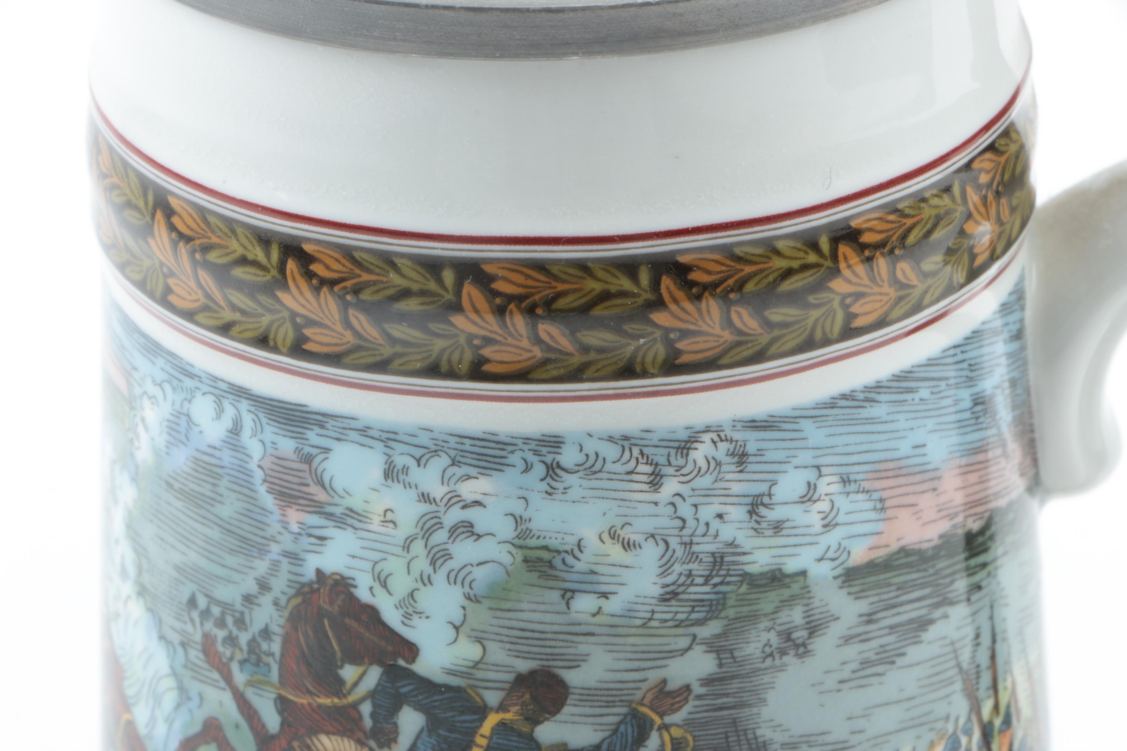 Chasseurs à Cheval Ceramic Beer Stein With Pewter Lid