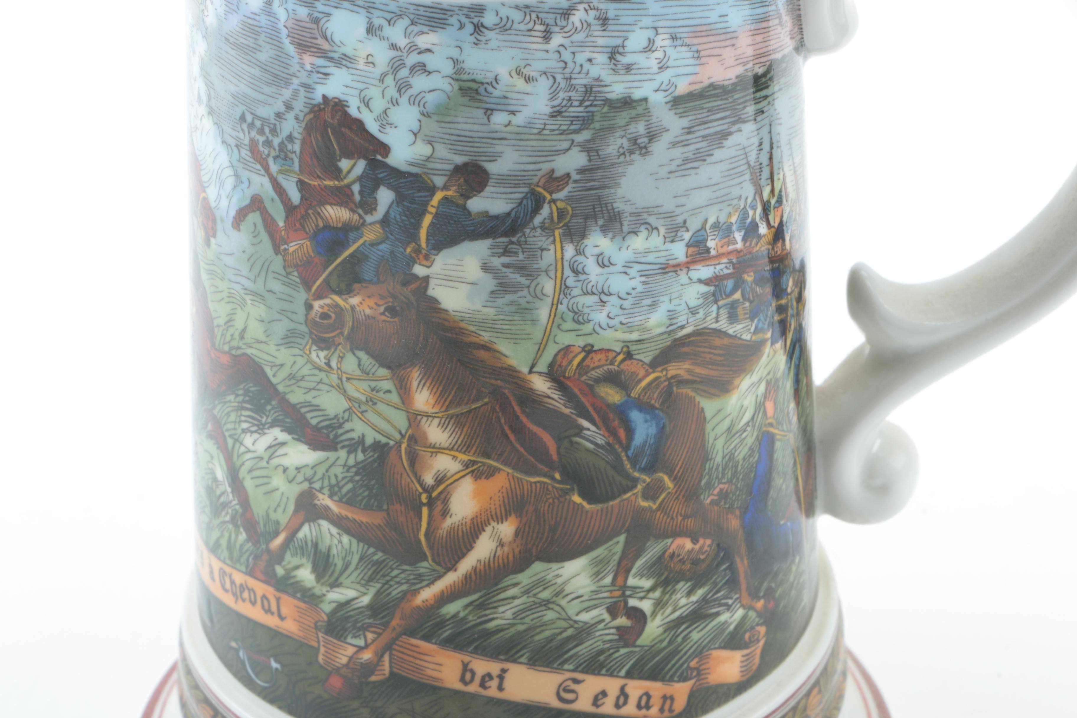 Chasseurs à Cheval Ceramic Beer Stein With Pewter Lid