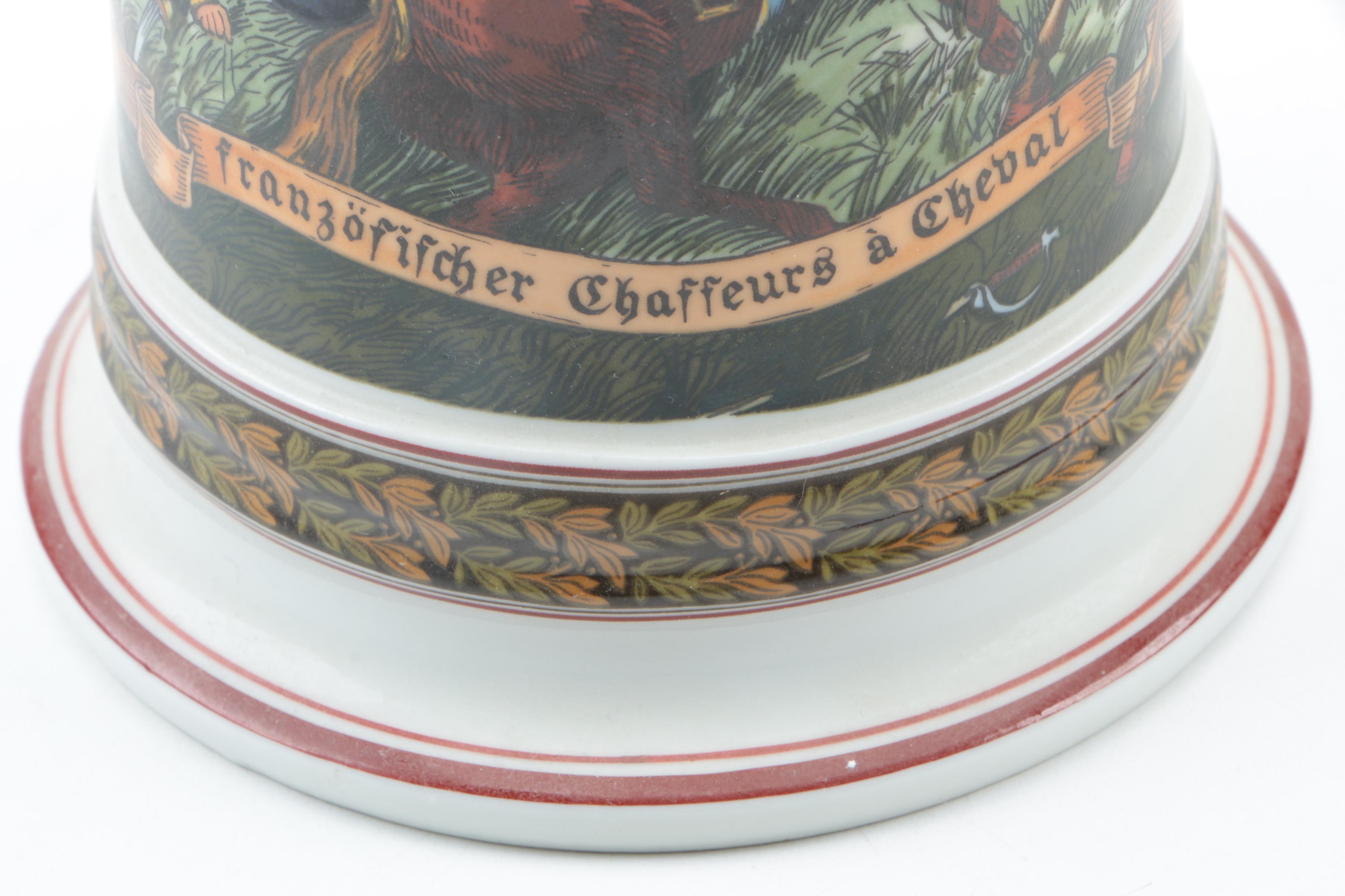 Chasseurs à Cheval Ceramic Beer Stein With Pewter Lid