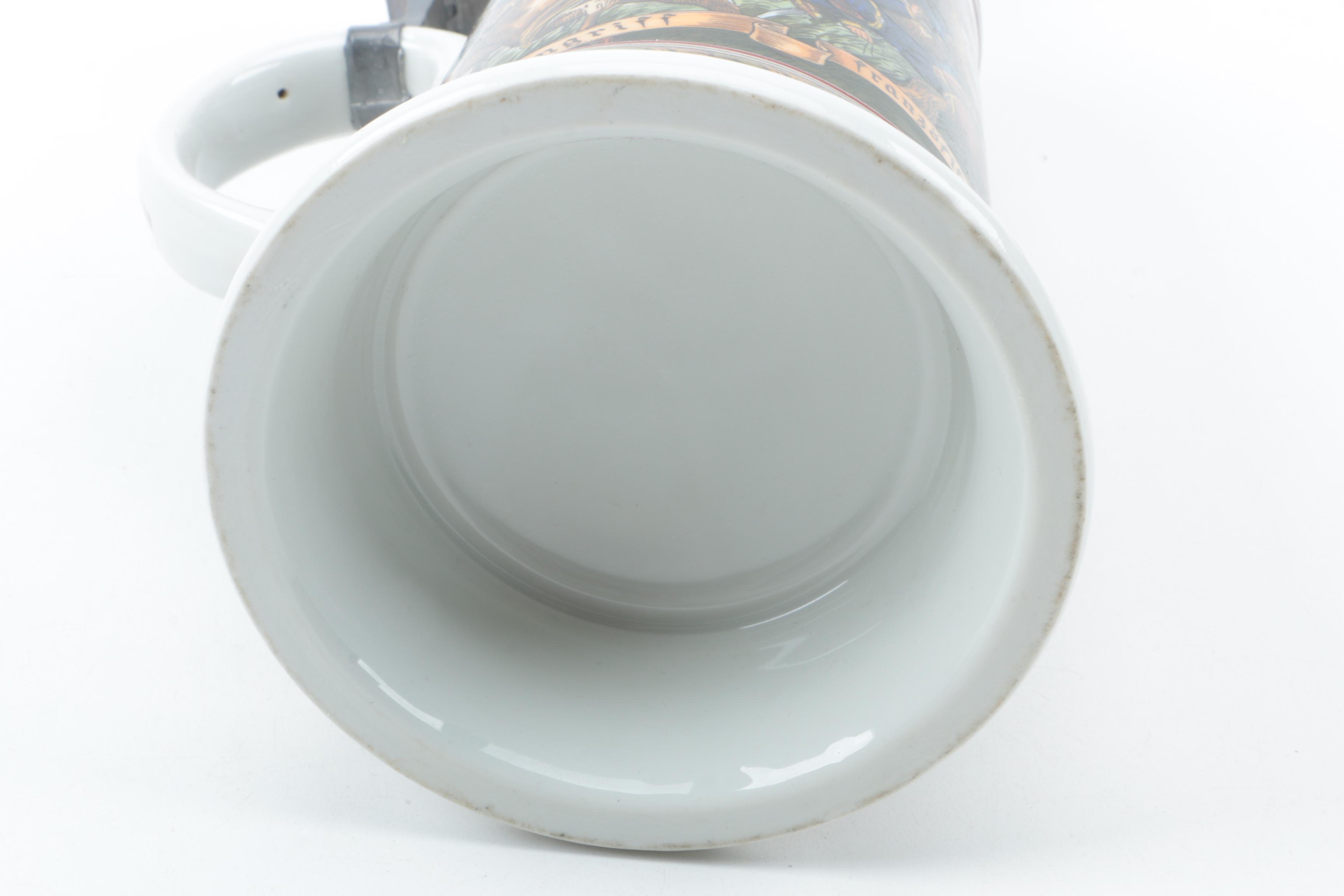 Chasseurs à Cheval Ceramic Beer Stein With Pewter Lid