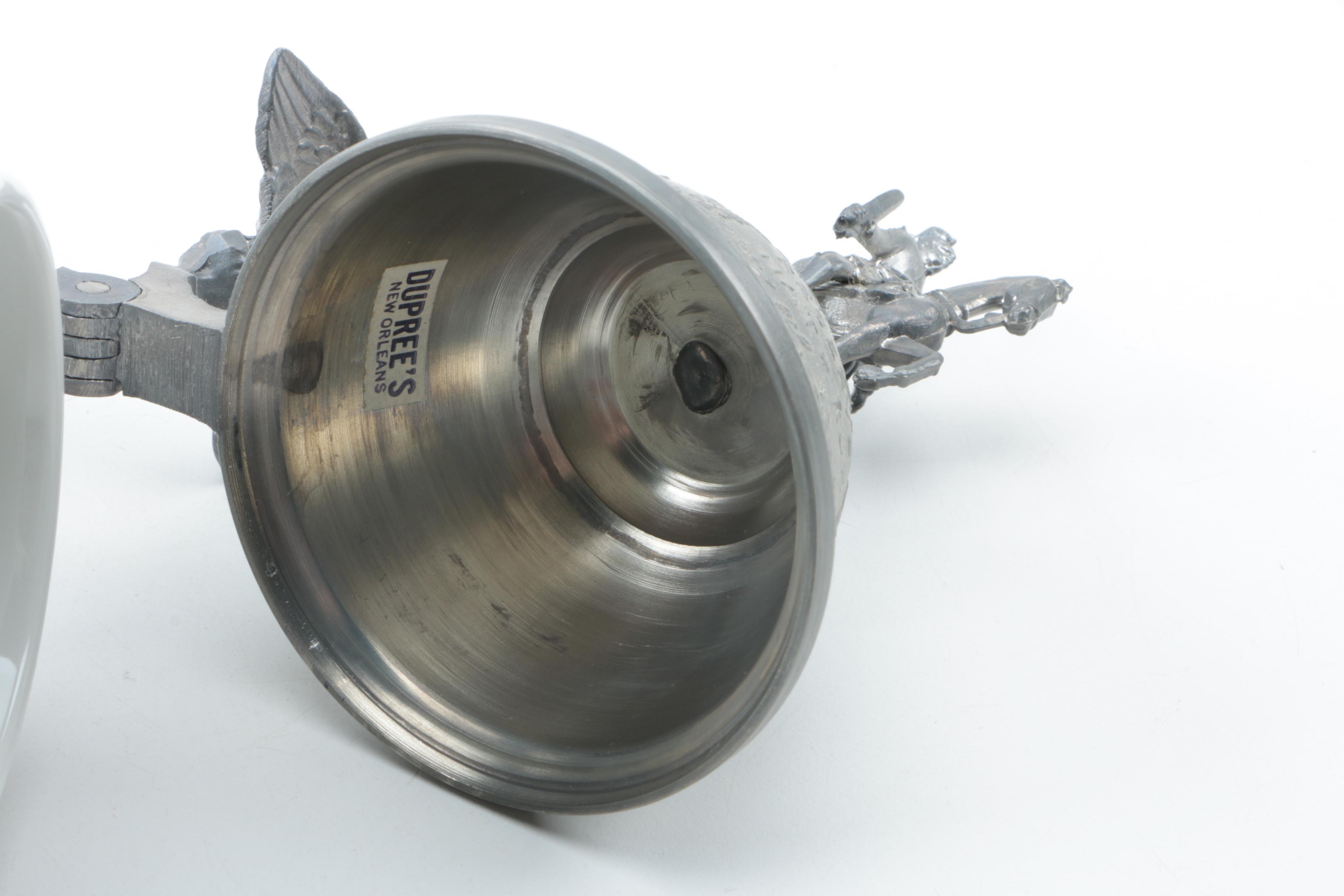 Chasseurs à Cheval Ceramic Beer Stein With Pewter Lid